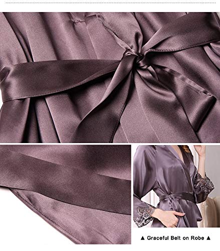Luxury Women's Silk Pajama Set - 100% Pure Silk Robe & Lace Skirt Sleepwear (3 Colors) | Elegant Nightwear for Relaxation, Bridal Shower & Spa Days