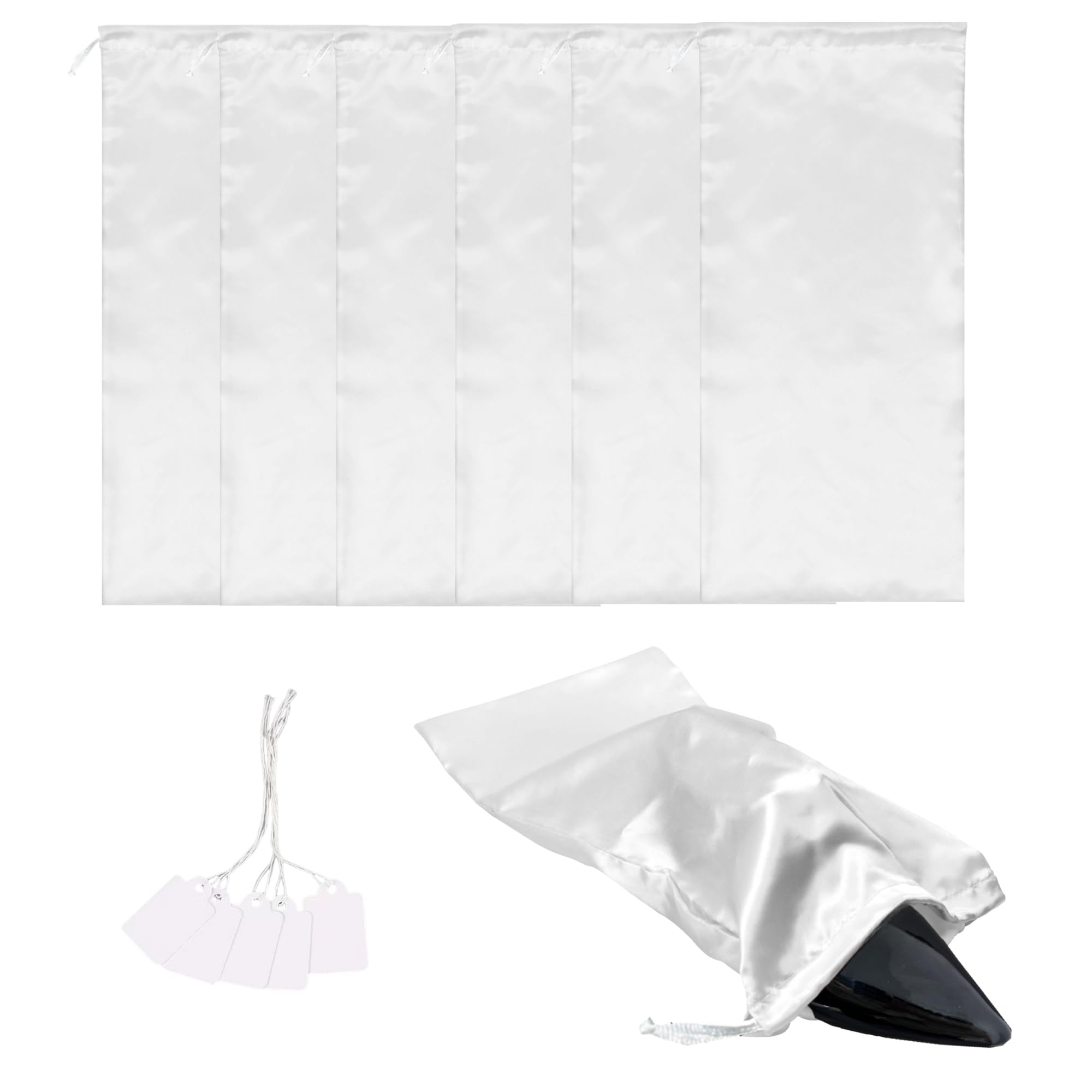 Premium 6-Pack Satin Shoe Dust Bags with Drawstring - Travel Shoe Storage Bags for Men & Women - Perfect for Organizing, Protecting & Storing Shoes in Luggage, Closets & Suitcases