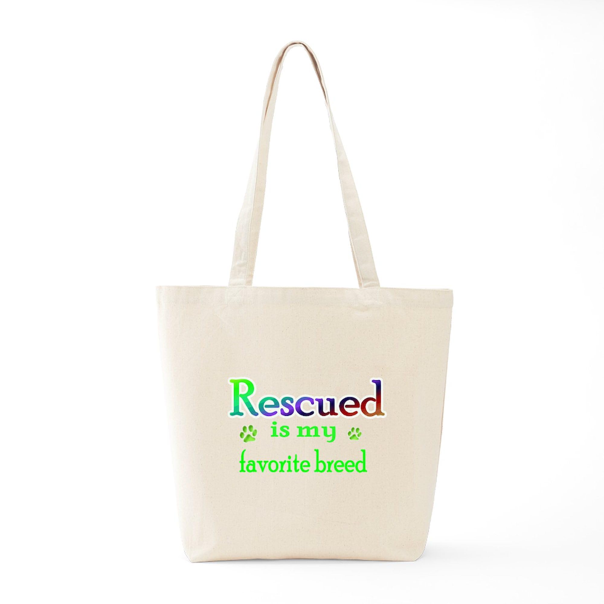 Rescued Is My Favorite Breed Tote Bag - Eco-Friendly Natural Canvas Reusable Shopping Bag for Dog Lovers, Groceries & Beach Trips