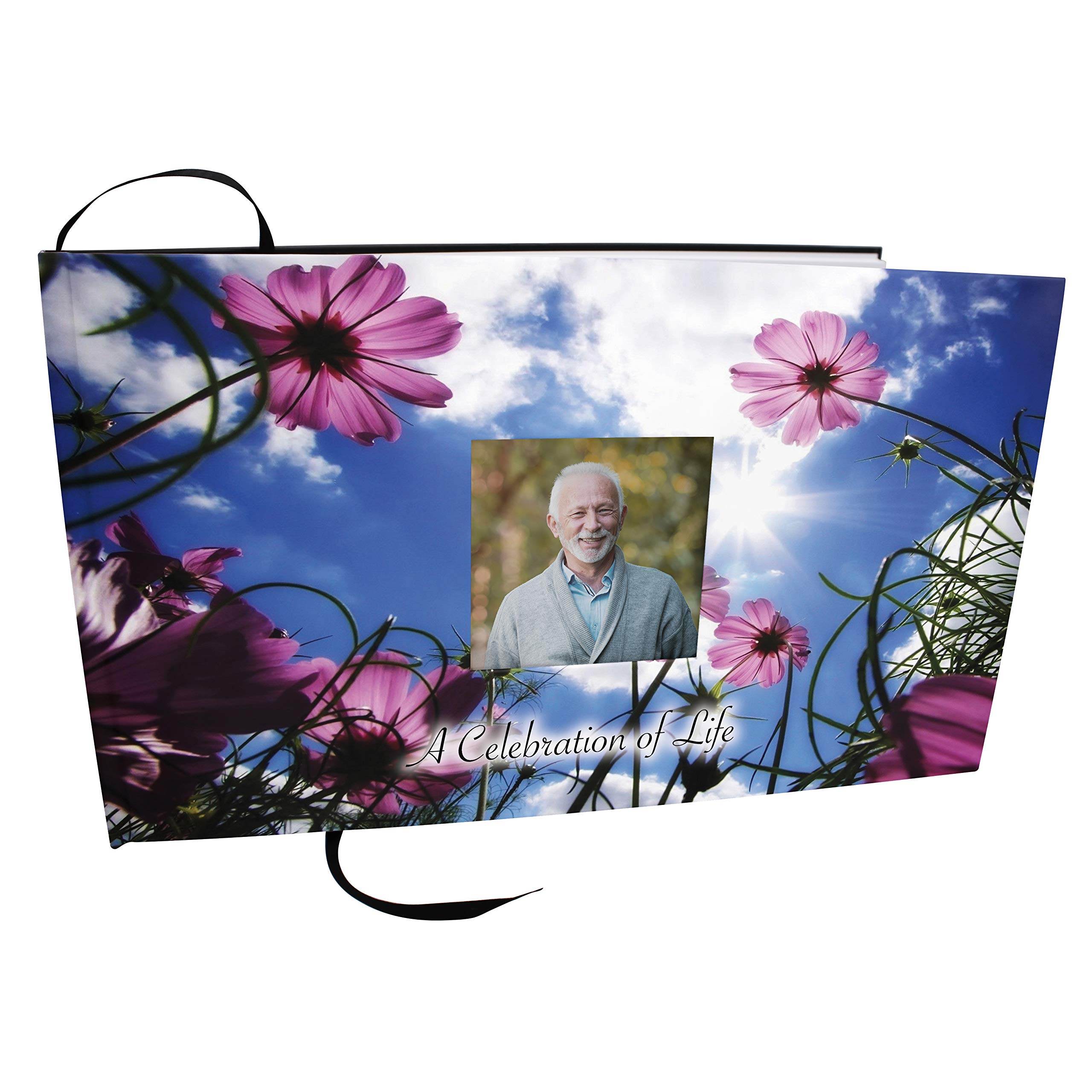 Morning Glories Photo Funeral Guest Book - Memorial Service Sign-In Book for Celebration of Life & Funeral Remembrance - Perfect for Memorial Services, Funerals & Life Celebrations
