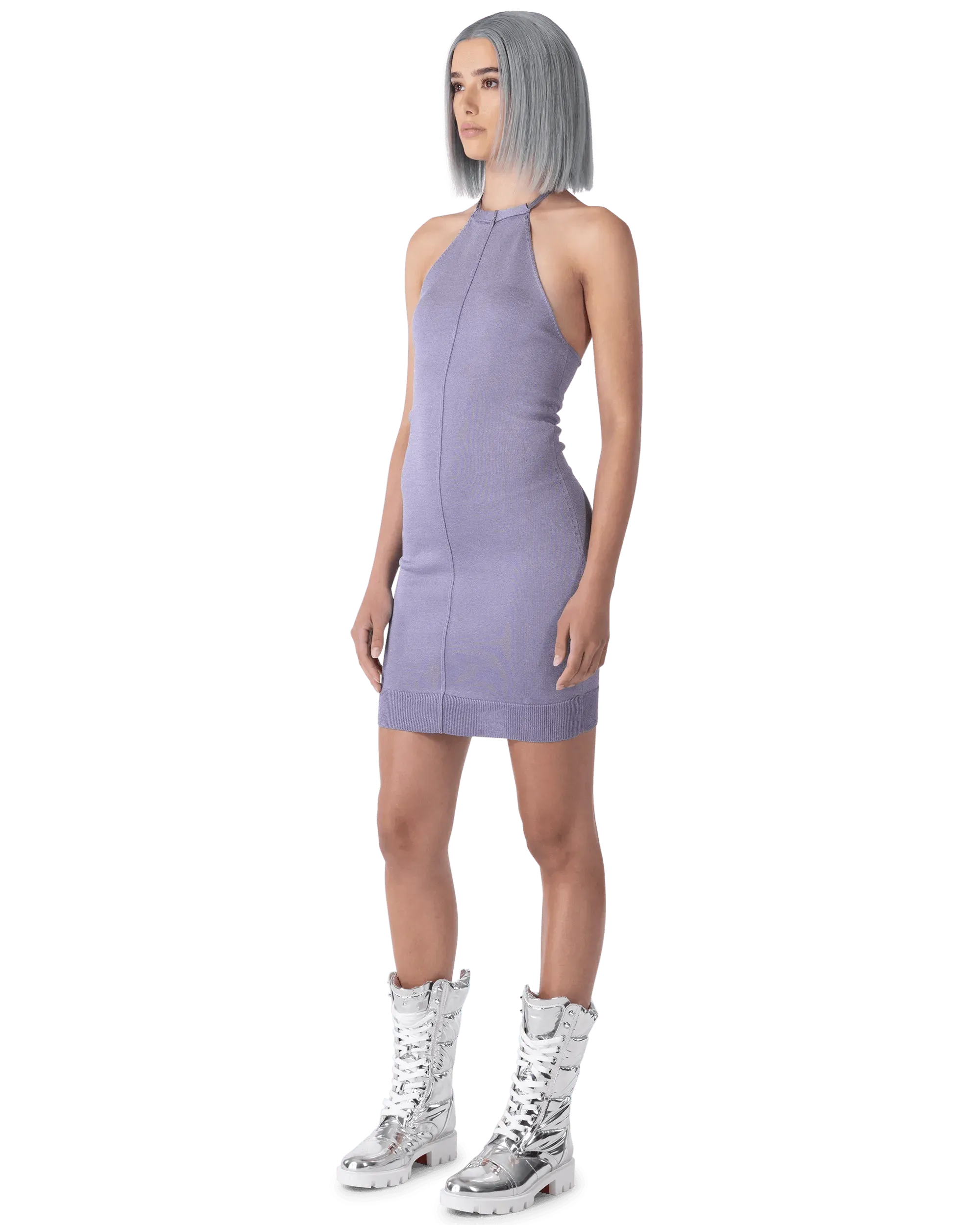 Butterfly Knit Halterneck Mini Dress - Women's Summer Floral Short Dress for Beach Party, Date Night & Vacation Outfits