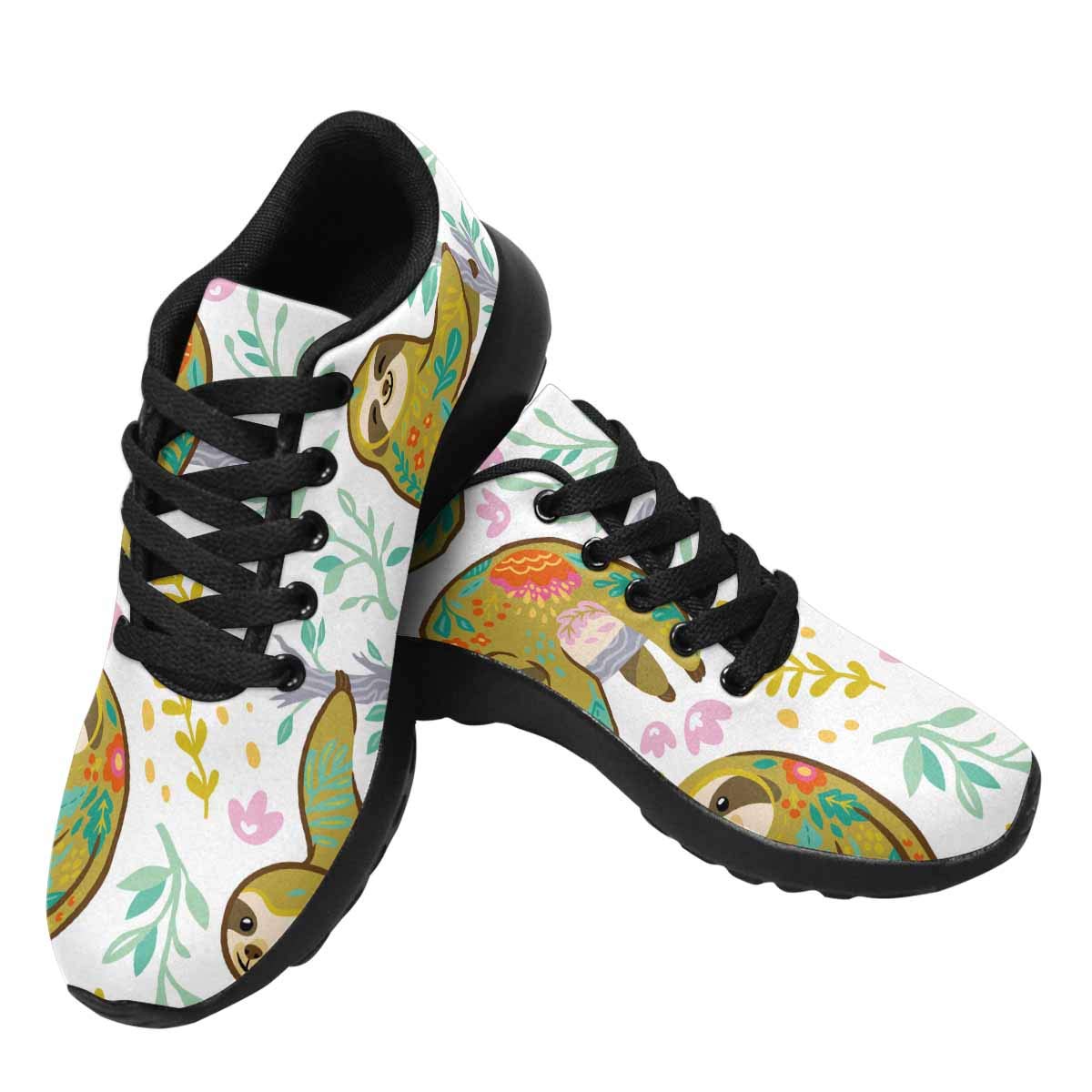 **InterestPrint Women's Sloth Floral Running Shoes - Breathable Casual Sneakers for Walking, Jogging & Gym Workouts**