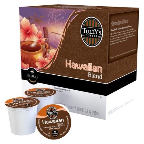 Tully's Hawaiian Blend Coffee K-Cups - 160 Count Medium Roast for Keurig Brewers | Perfect for Home, Office & Gifting | 100% Arabica Beans with Tropical Flavors