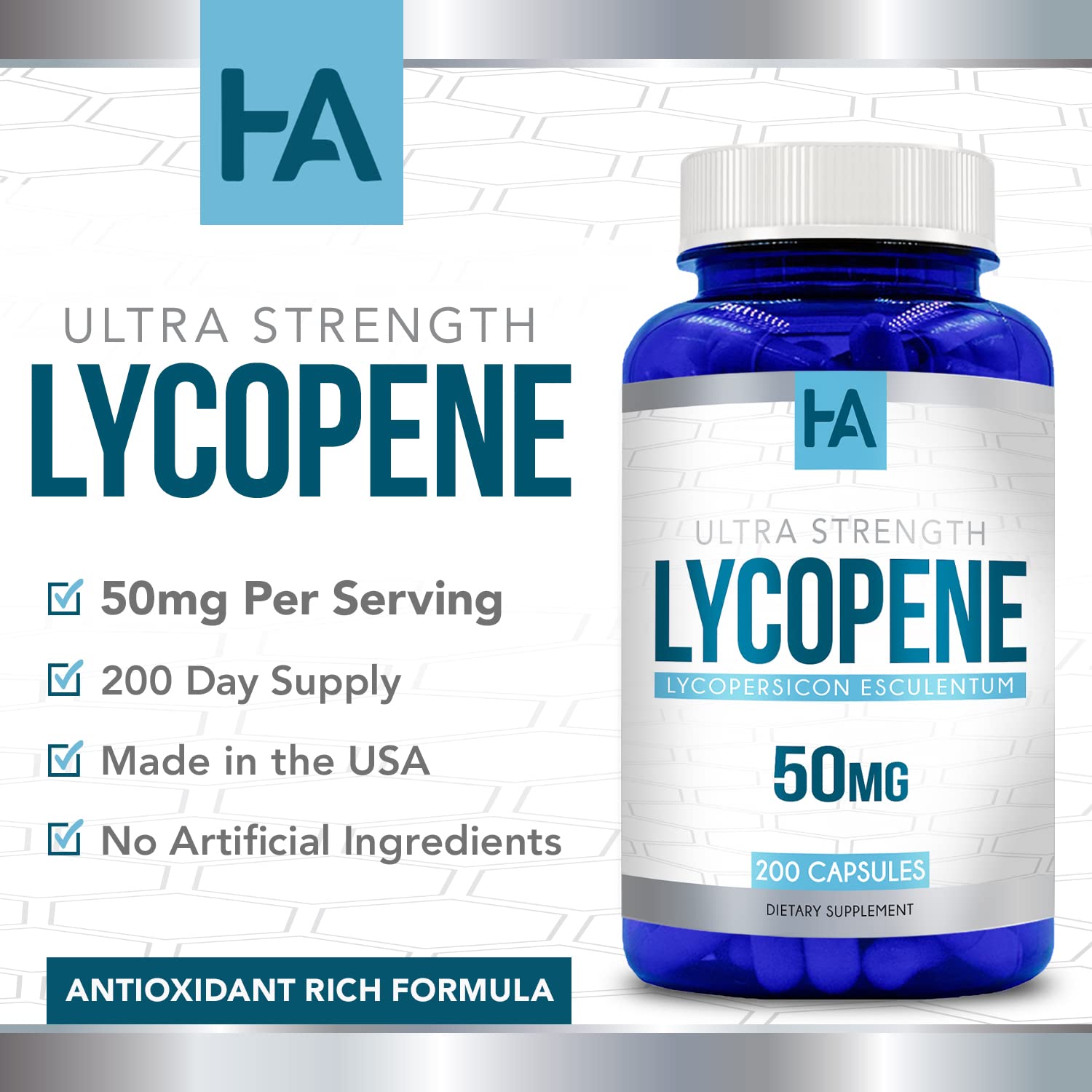 Healing Awakening Lycopene 50mg - 200 Vegetarian Capsules | Non-GMO, Gluten Free Supplement for Heart & Skin Health | Supports Antioxidant Protection & Cellular Health - Perfect for Daily Wellness Routine & Anti-Aging Care