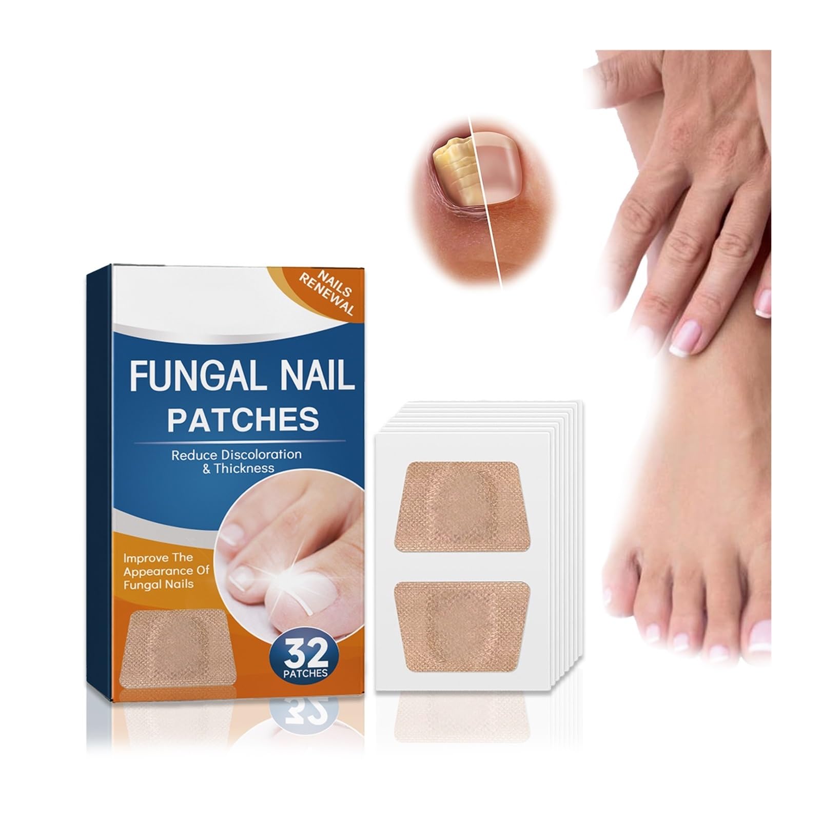 64 Pcs Nail Repair Patches - Damaged Nail Treatment for Cracked & Discolored Nails (Cream) | Strengthen & Beautify Nails for Salon-Quality Results at Home