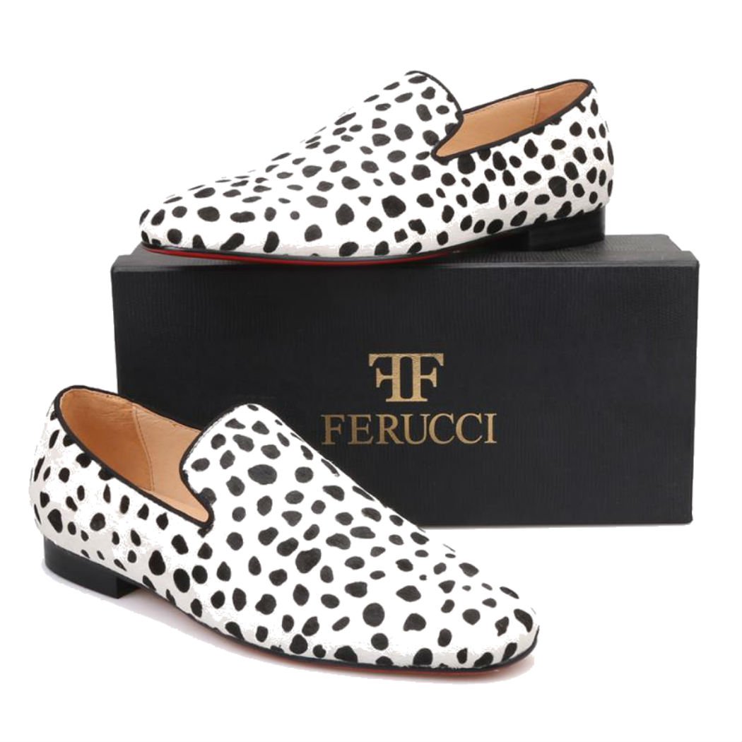 FERUCCI Black & White Custom-Made Horse Hair Zebra Print Slippers Loafers - Comfortable House Shoes for Men & Women, Perfect for Indoor Relaxation & Spa Days