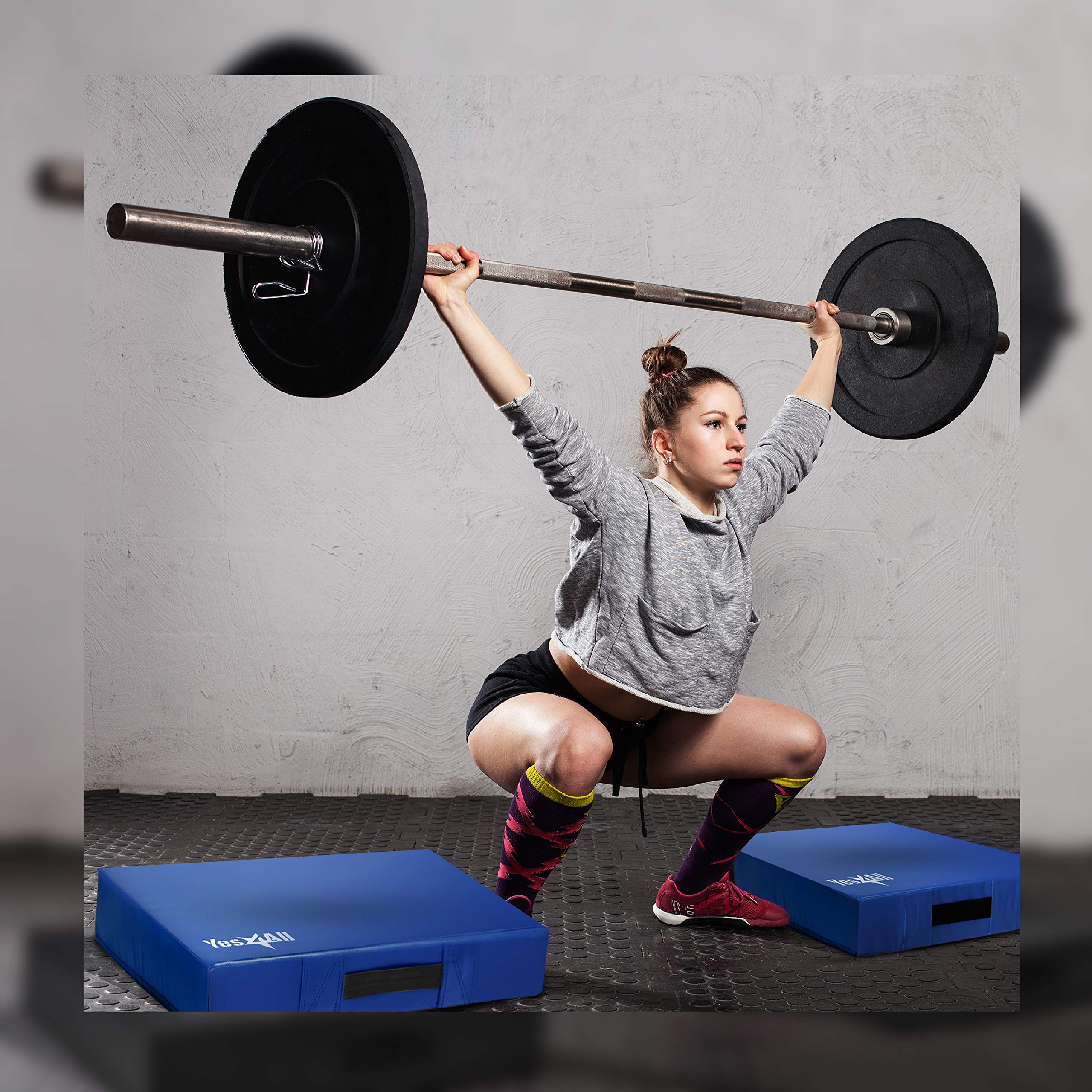 Yes4All Weightlifting Drop Pads with PVC Cover & Carry Handles - Pair of Gym Floor Protection Mats for Deadlifts, Olympic Lifting & Home Workouts - Durable Silencer Pads for Noise Reduction