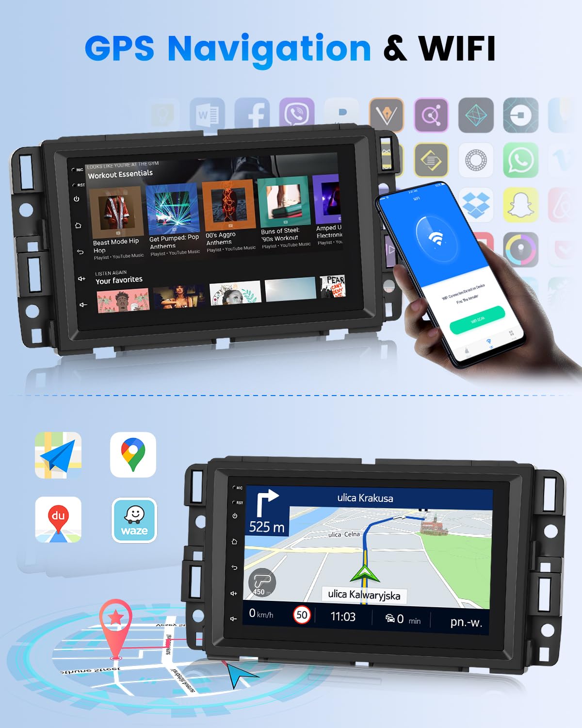 2G+64G Android Car Stereo for Chevrolet Silverado GMC Sierra Yukon 2007-2013 | Rimoody GPS Navigation Head Unit with Apple CarPlay & Android Auto | Multimedia Video Player & Backup Camera | Perfect for Road Trips & Daily Commuting