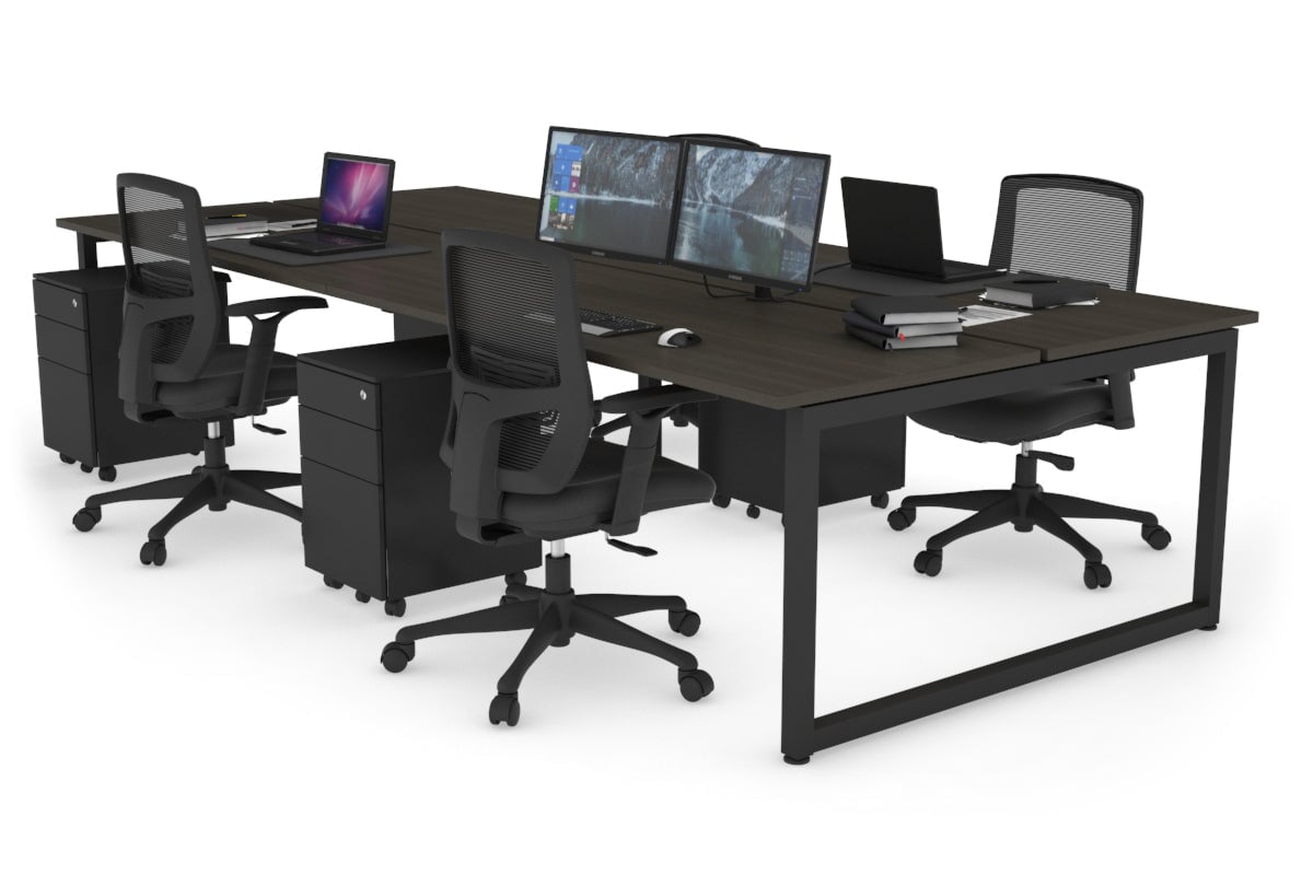 Quadro Loop Legs 4 Person Office Workstation Desk - 1800L x 700W - Modern Collaborative Workspace Solution for Team Projects & Office Meetings