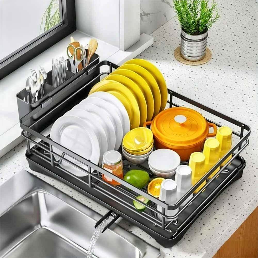 Zara Dish Drying Rack - Stainless Steel Countertop Organizer for Kitchen, Perfect for Drying Plates, Cups & Utensils - Ideal for Small Spaces & Apartment Living
