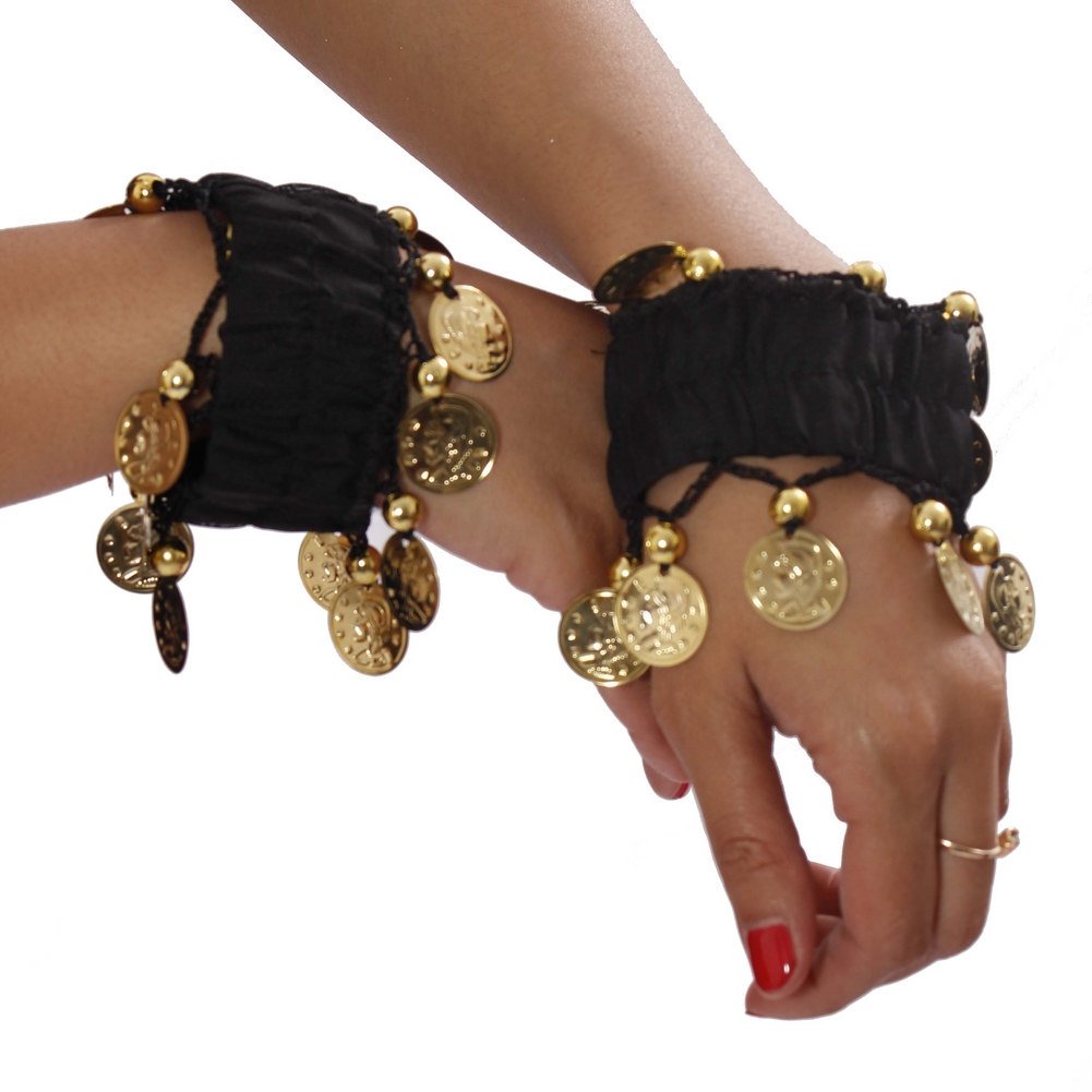 Belly Dance Coined Wrist Bands | Hand Jingle Bracelets for Women | Perfect for Belly Dancing, Performances & Costume Accessories