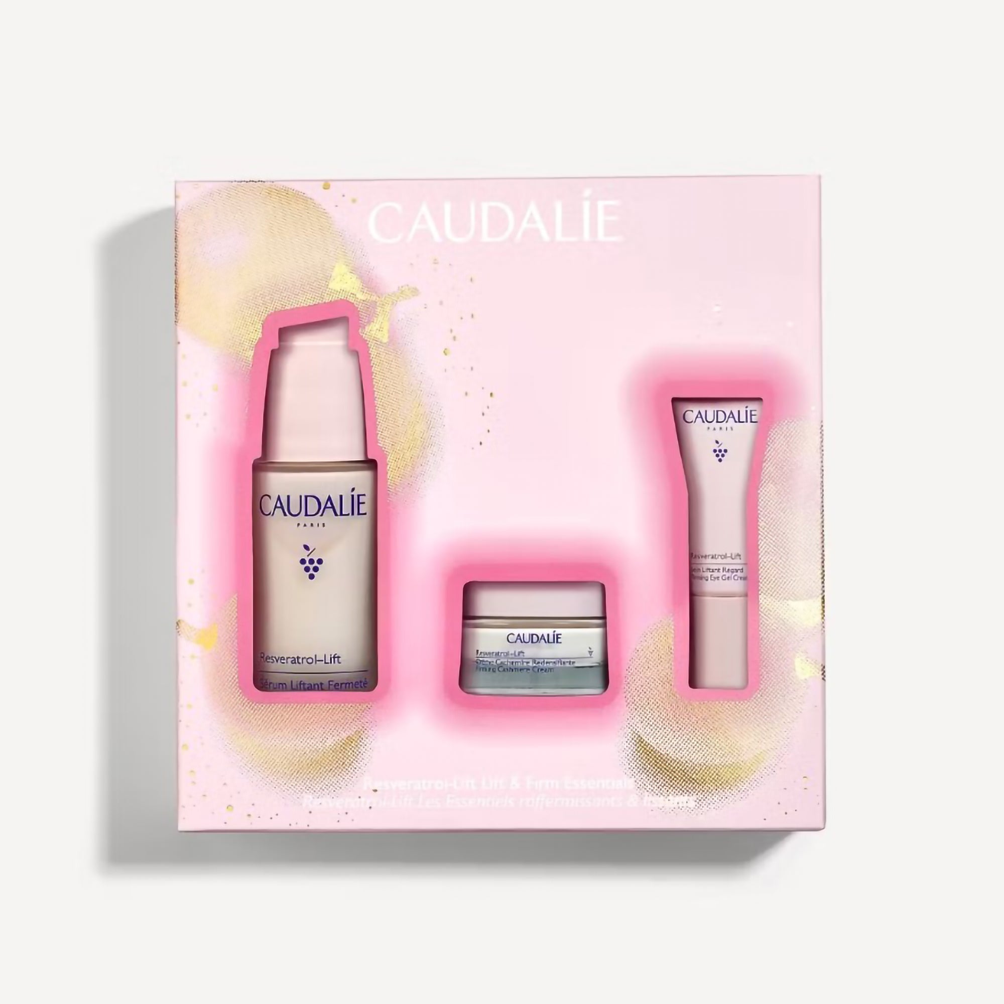 Caudalie Resveratrol Lift & Firm Essentials Set - Anti-Aging Skincare Kit for Face & Neck - Perfect for Daily Hydration & Wrinkle Reduction