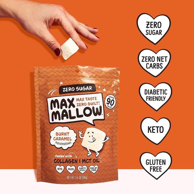 Sugar Free Marshmallows 6 Pack - Keto-Friendly, Zero Sugar, Deliciously Fluffy for S'mores, Hot Chocolate & Baking - Perfect for Campfires, Desserts & Low-Carb Diets