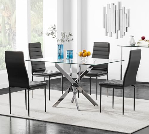 Sliver Table With Black Chair