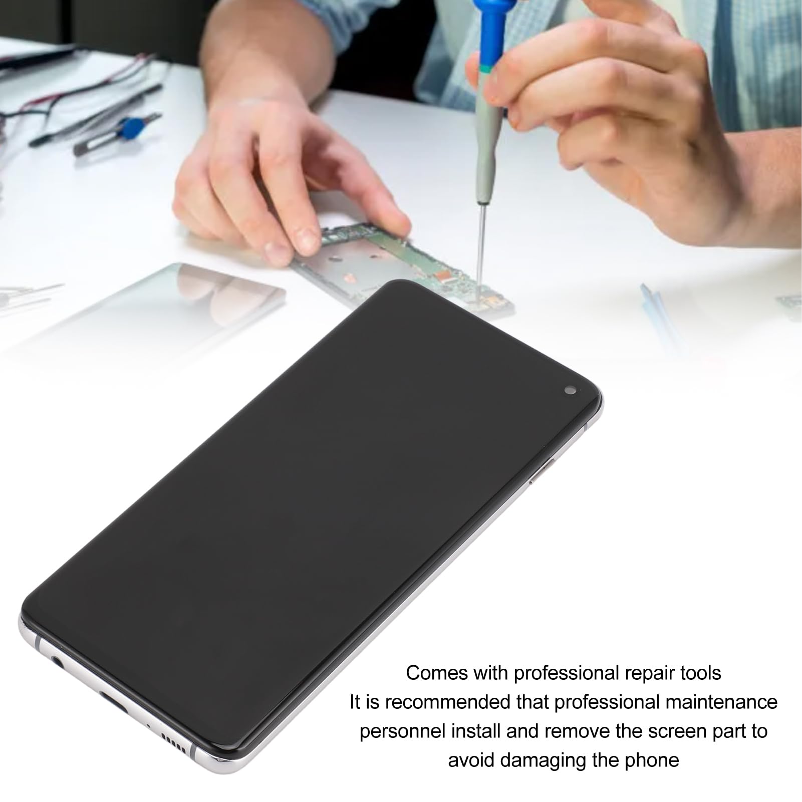 Original Galaxy S10 Screen Replacement with Frame - Full LCD Display Touch Digitizer Assembly & Repair Tools Kit | Compatible with Samsung Galaxy S10 - Perfect for DIY Phone Repairs & Screen Fixes