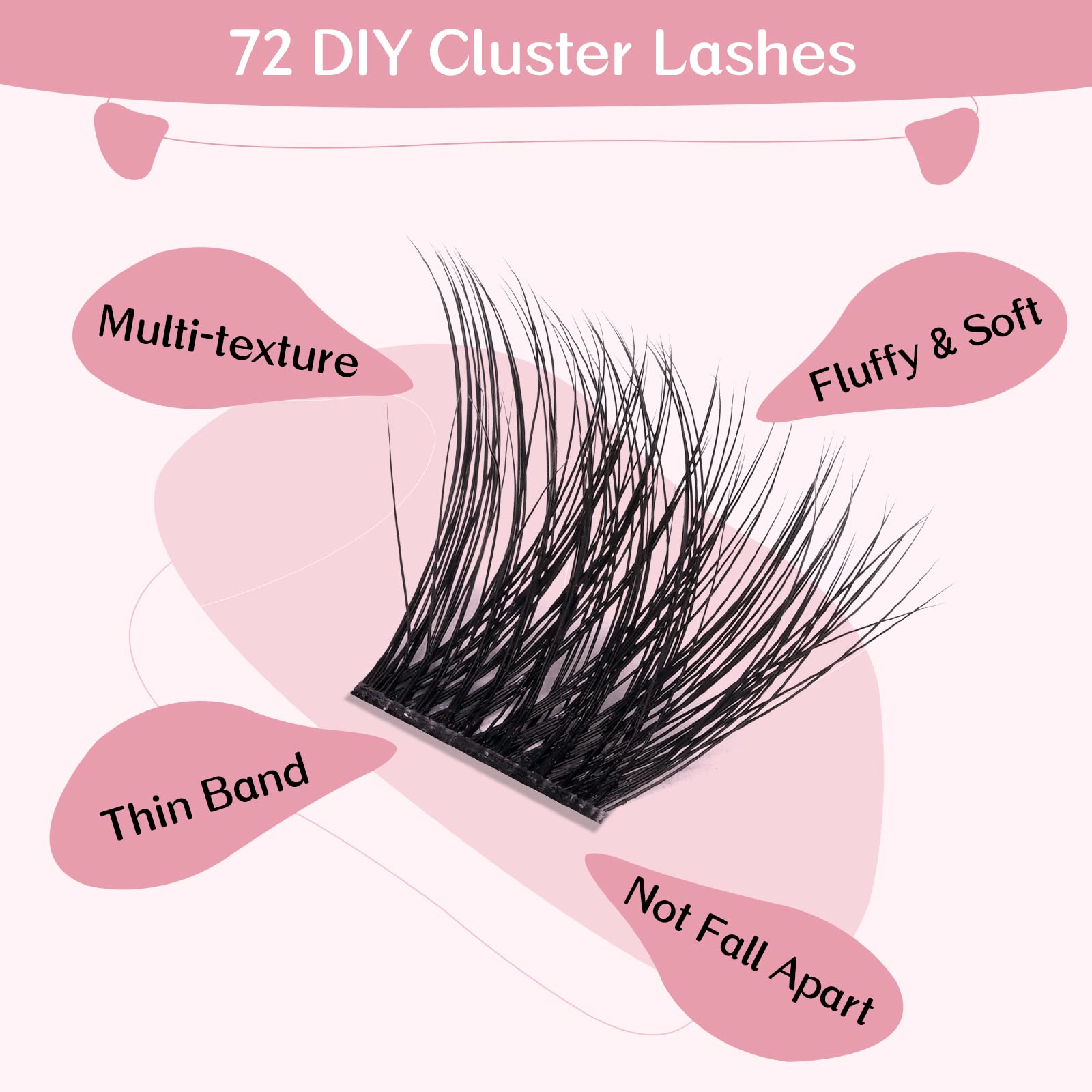 72 Pcs 3D Volume Cluster Lashes - Super Thin Band, Reusable & Comfortable DIY Eyelash Extensions for Dramatic Look (Keen-D-14mm) | Perfect for Parties, Weddings & Daily Wear