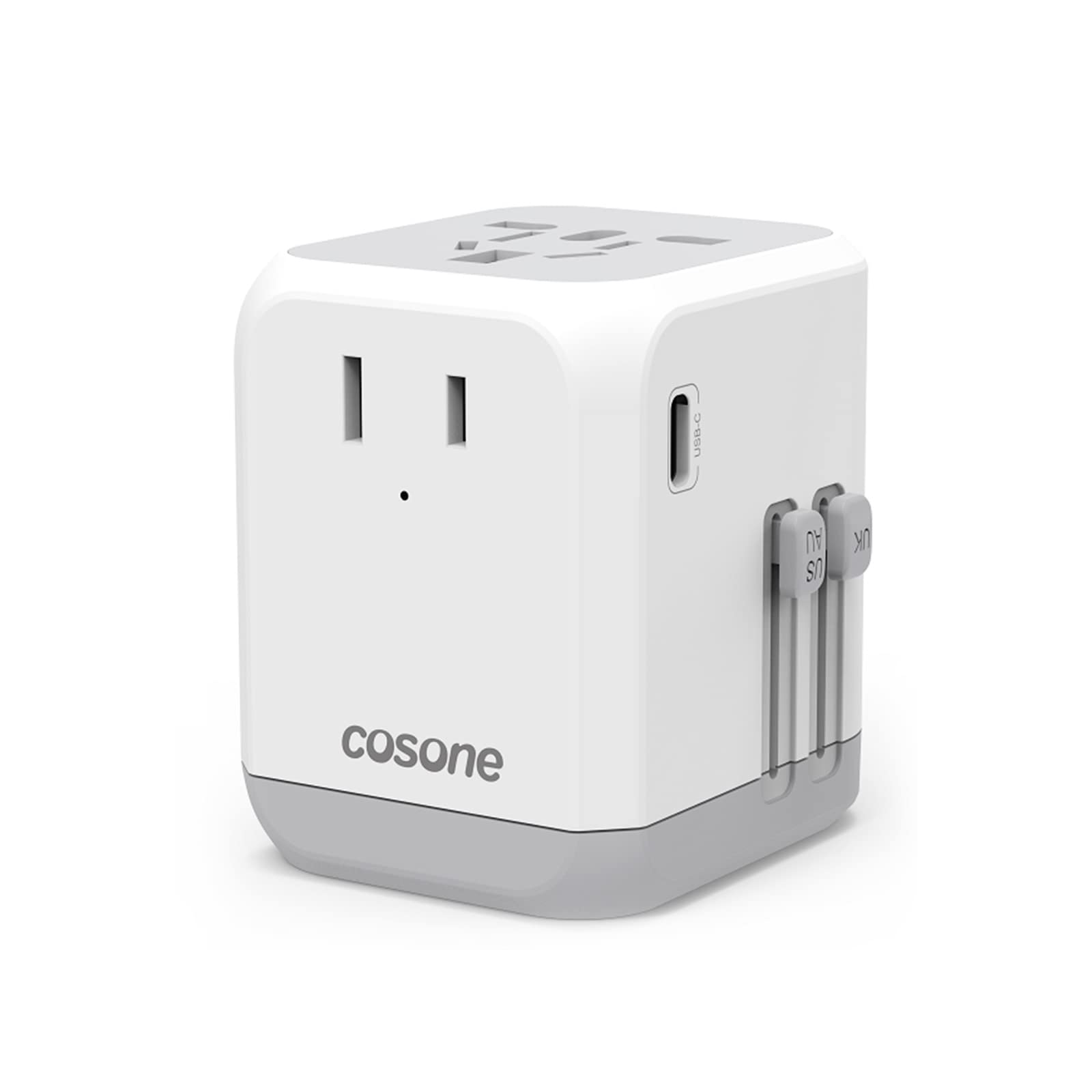 Universal Travel Power Adapter - Worldwide All-in-One Wall Charger with 2.4A USB Ports & 3.0A Type-C | Compatible with US, EU, UK, AUS Plugs | Perfect for International Travel, Business Trips & Vacation Charging Needs