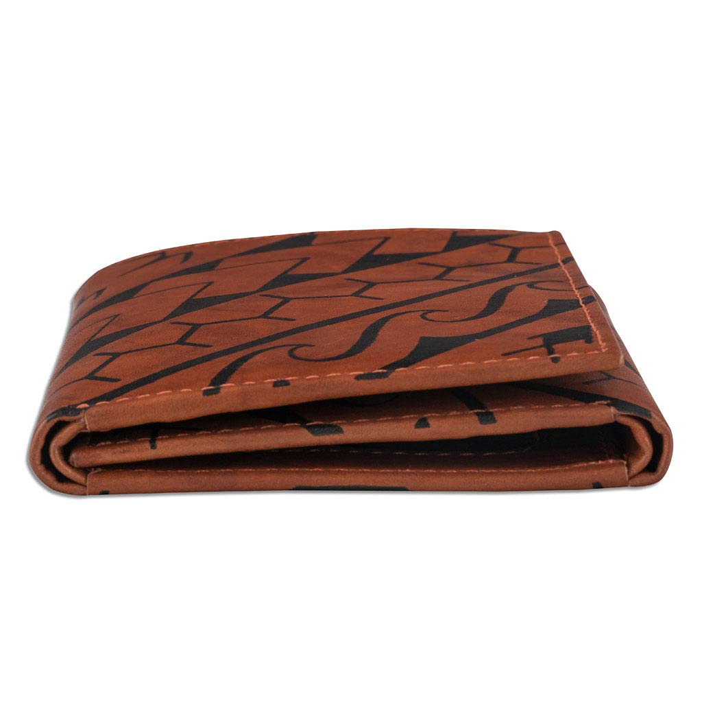 Polynesian Tattoo Trifold Wallet - Genuine Leather with 'Manu' Tattoo Art by Eugene Ta'ase | Authentic NAKOA Antique Bourbon Design | Perfect for Men's Everyday Carry, Travel & Gift Giving