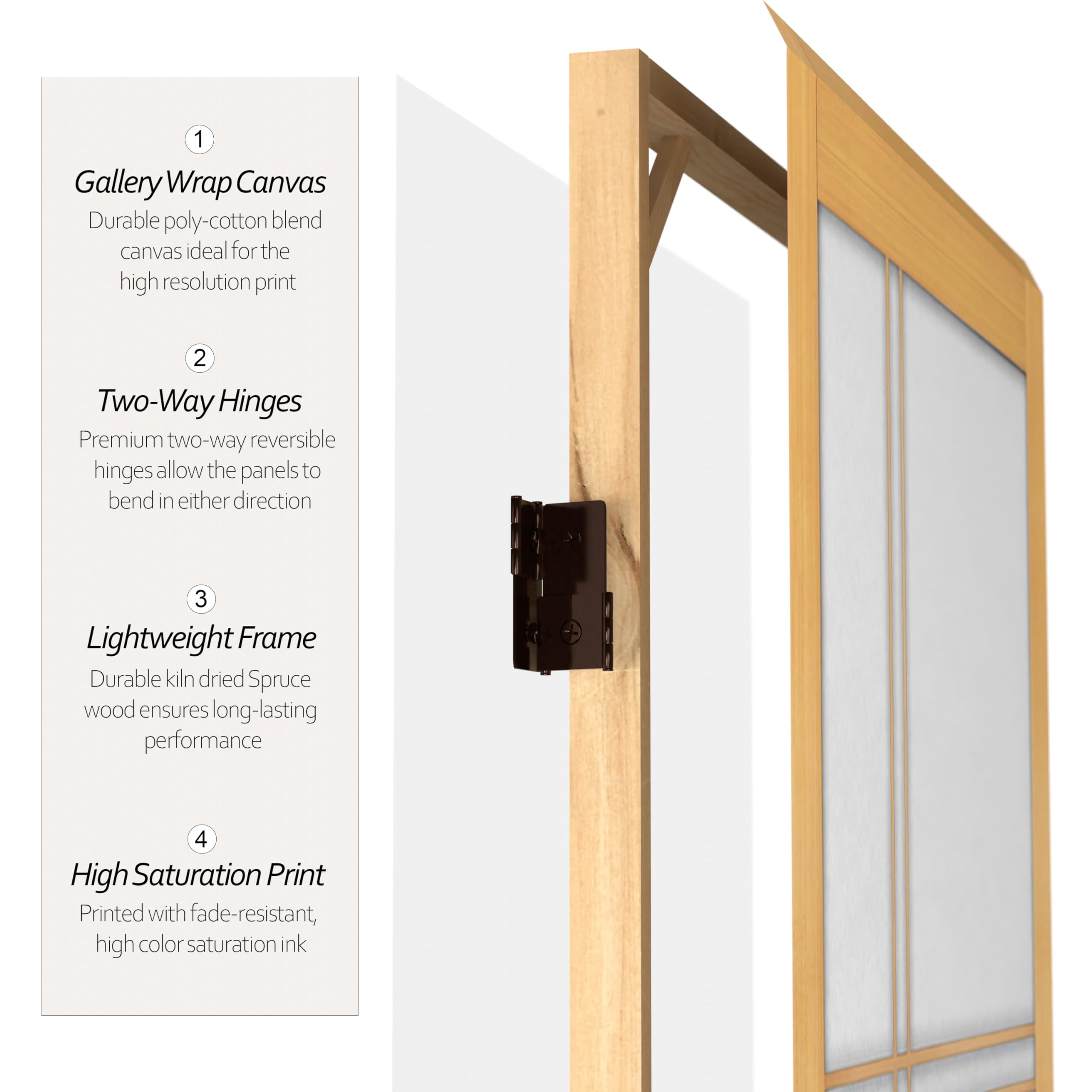 6 ft. Tall Natural Canvas Double Cross Room Divider - 6 Panel Folding Privacy Screen for Home, Office, or Event Decor | Red Lantern Design