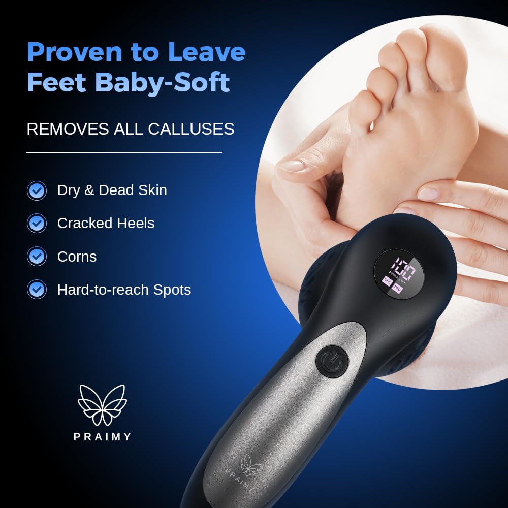 Electric Callus Remover for Feet - Rechargeable Cordless Pedicure Tool with 9 Attachments, IPX7 Waterproof, LCD Display | Dead Skin Remover, Foot File & Grinder for Smooth Heels | Perfect for Home Pedicure & Foot Care Routine