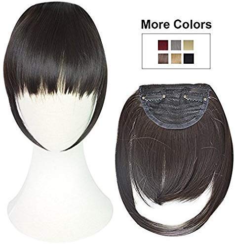 AASA Clip-In Synthetic Bangs Fringe Hair Extension - 1 Piece Black Hair Accessories for Women & Girls - Perfect for Cosplay, Costumes, and Everyday Styling