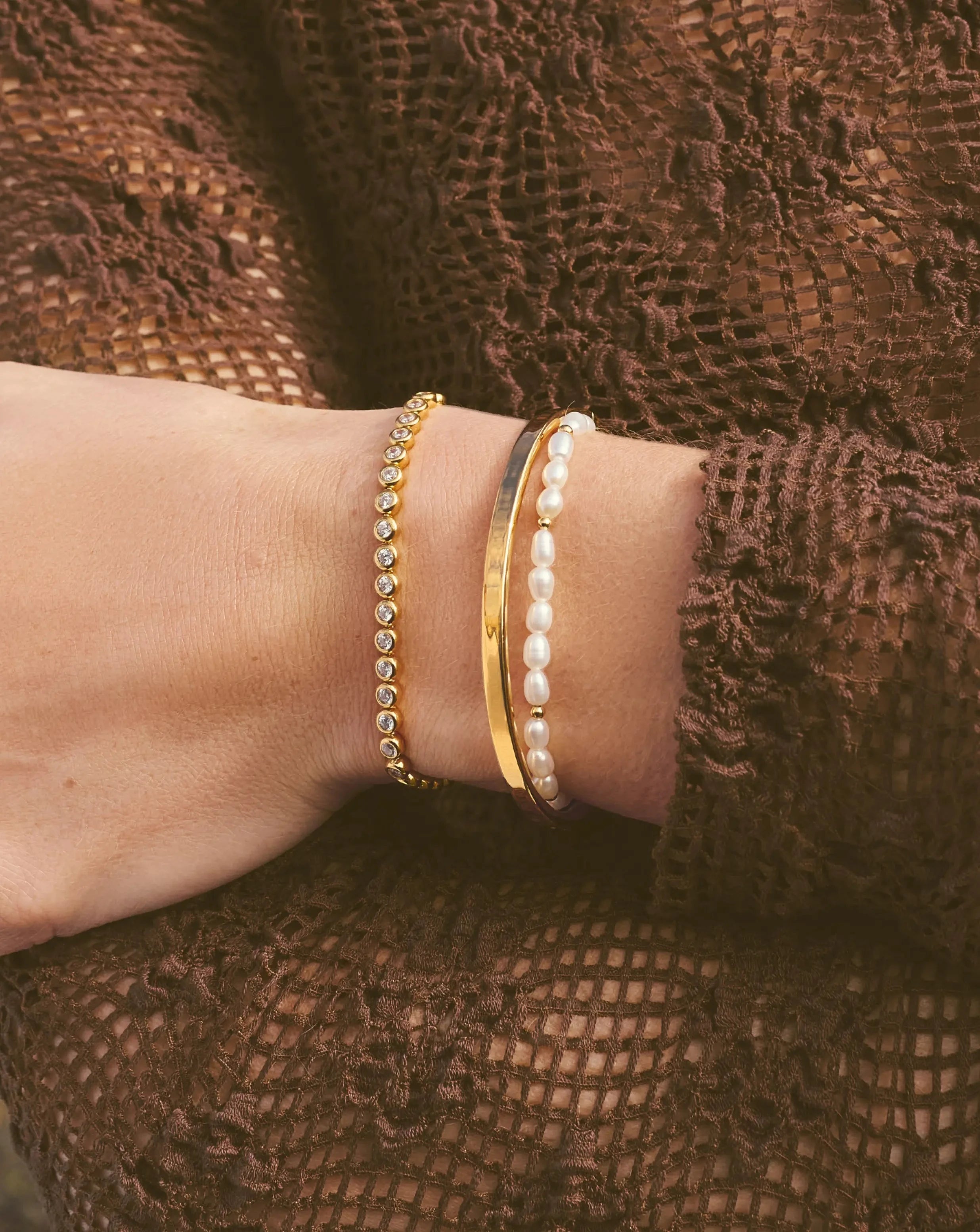18k Gold Vermeil Cubic Zirconia Tennis Round Bracelet - Elegant Stackable Jewelry for Women, Perfect for Everyday Wear, Gifts & Special Occasions