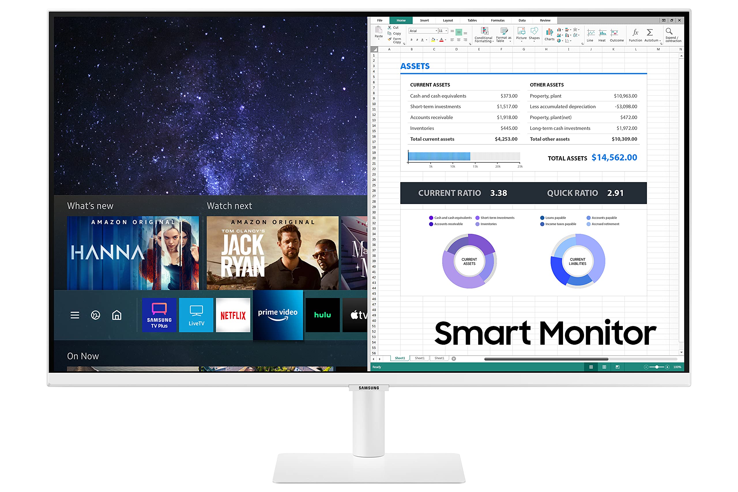 SAMSUNG 27-Inch FHD Smart Monitor with Streaming TV - LS27AM501NNXZA (2021 Model) for Home Office, Gaming & Entertainment