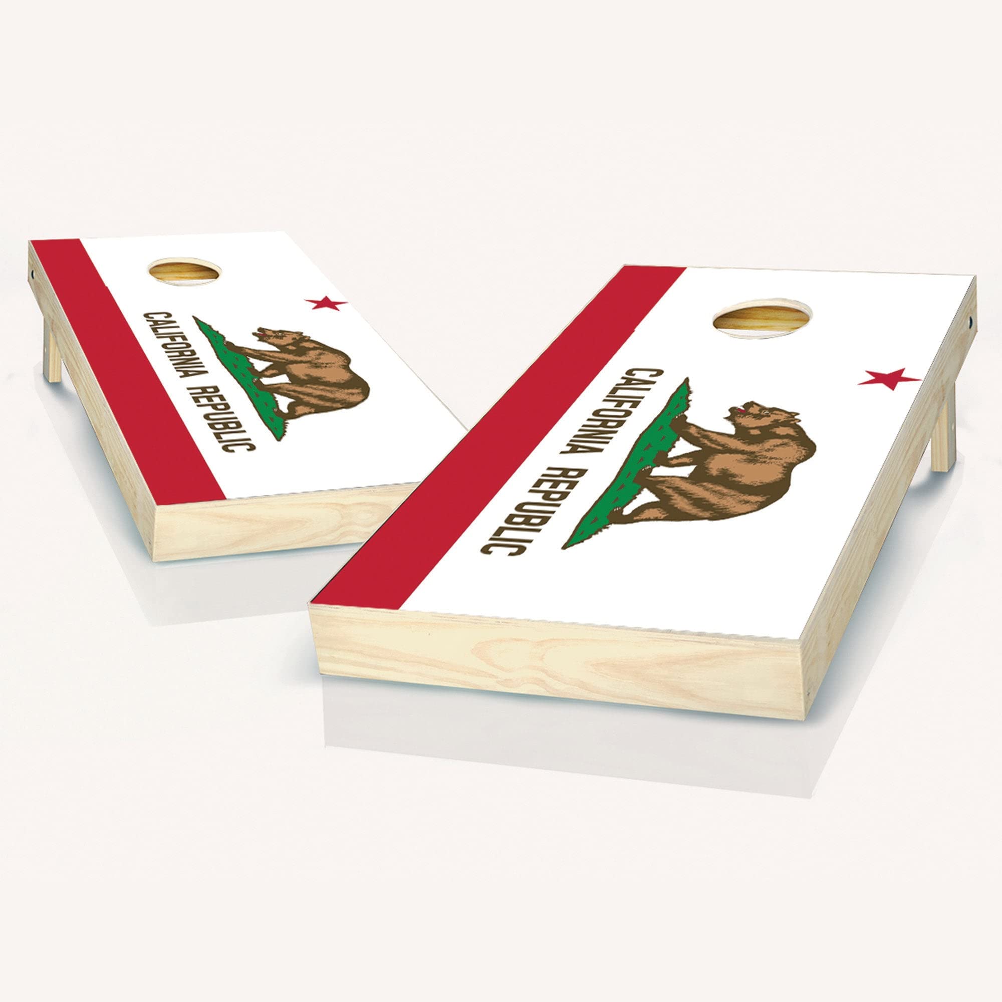 California State Flag Cornhole Game Set - 2 Wooden Boards & 8 Bean Bags for Outdoor Tailgating, Backyard Parties, and BBQ Games