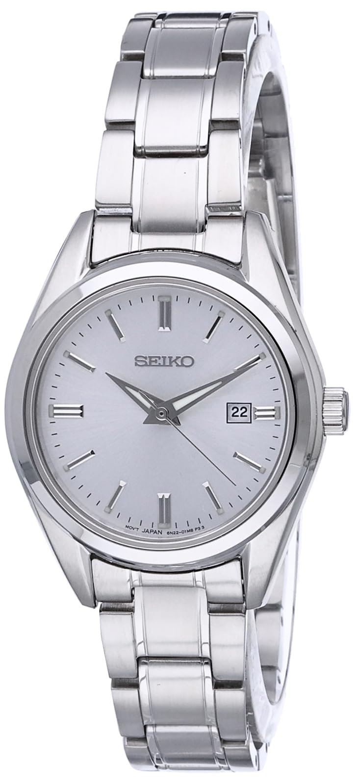 SEIKO Women's Stainless Steel Watch with Date Calendar - 100m Water Resistant, Elegant & Durable for Everyday Wear, Swimming & Outdoor Activities
