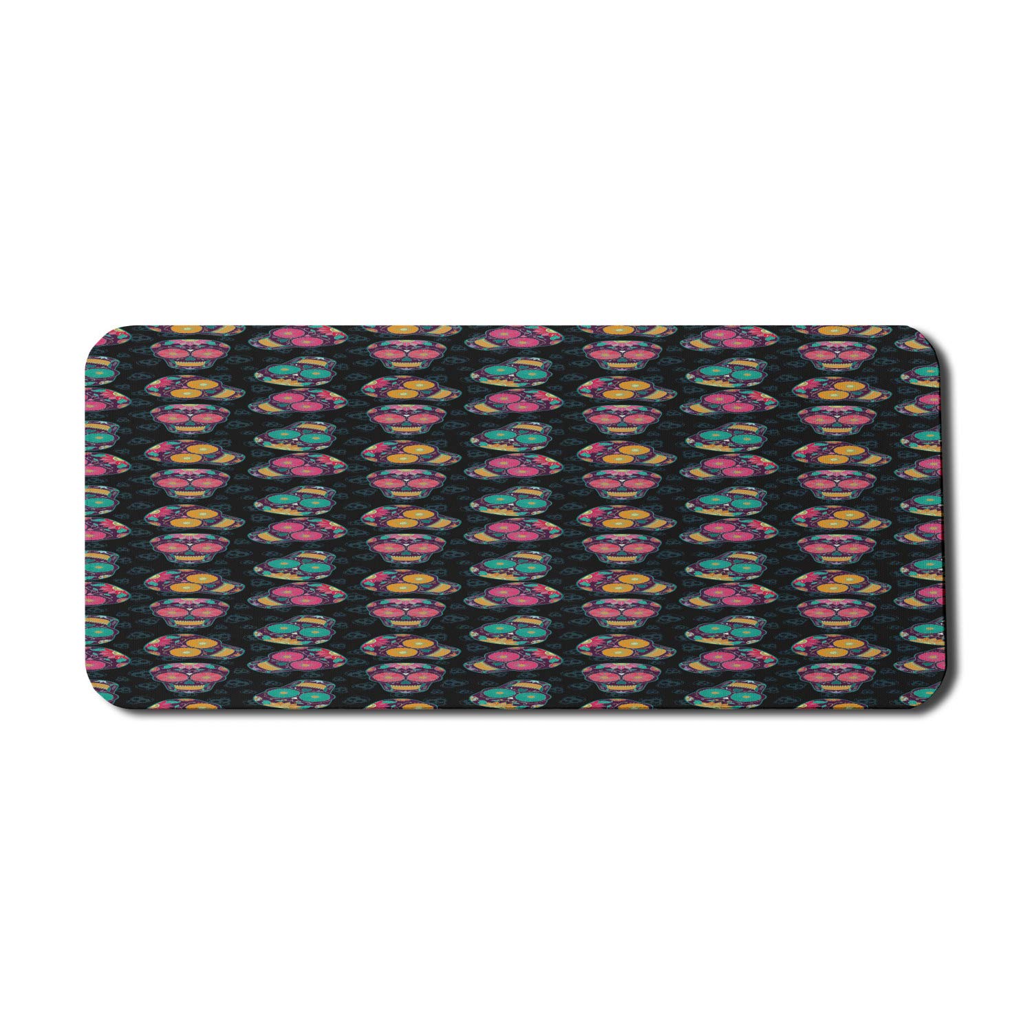 Ambesonne Skull Design Mouse Pad - Mexican Sugar Calavera Art Print, Non-Slip Rubber Base, Extra Large 35