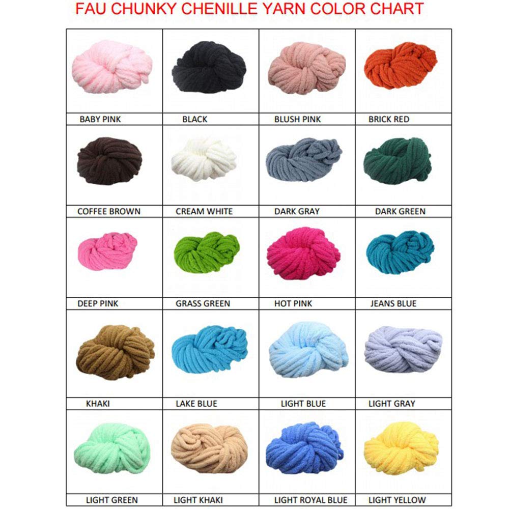 Soft Light Green 1.1lbs Super Chunky Knit Chenille Yarn - Jumbo Thick Yarn for Arm Knitting, DIY Crochet Projects, Handmade Blankets, Rugs, Scarves & Hats - Perfect for Cozy Home Decor & Winter Accessories
