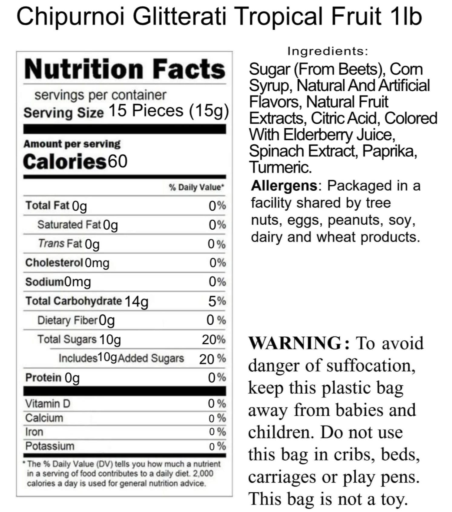 Premium Chipurnoi Glitterati Dried Tropical Fruit Mix - 1lb Bag | Exotic Snack for Parties, Hiking & Healthy On-the-Go Treats