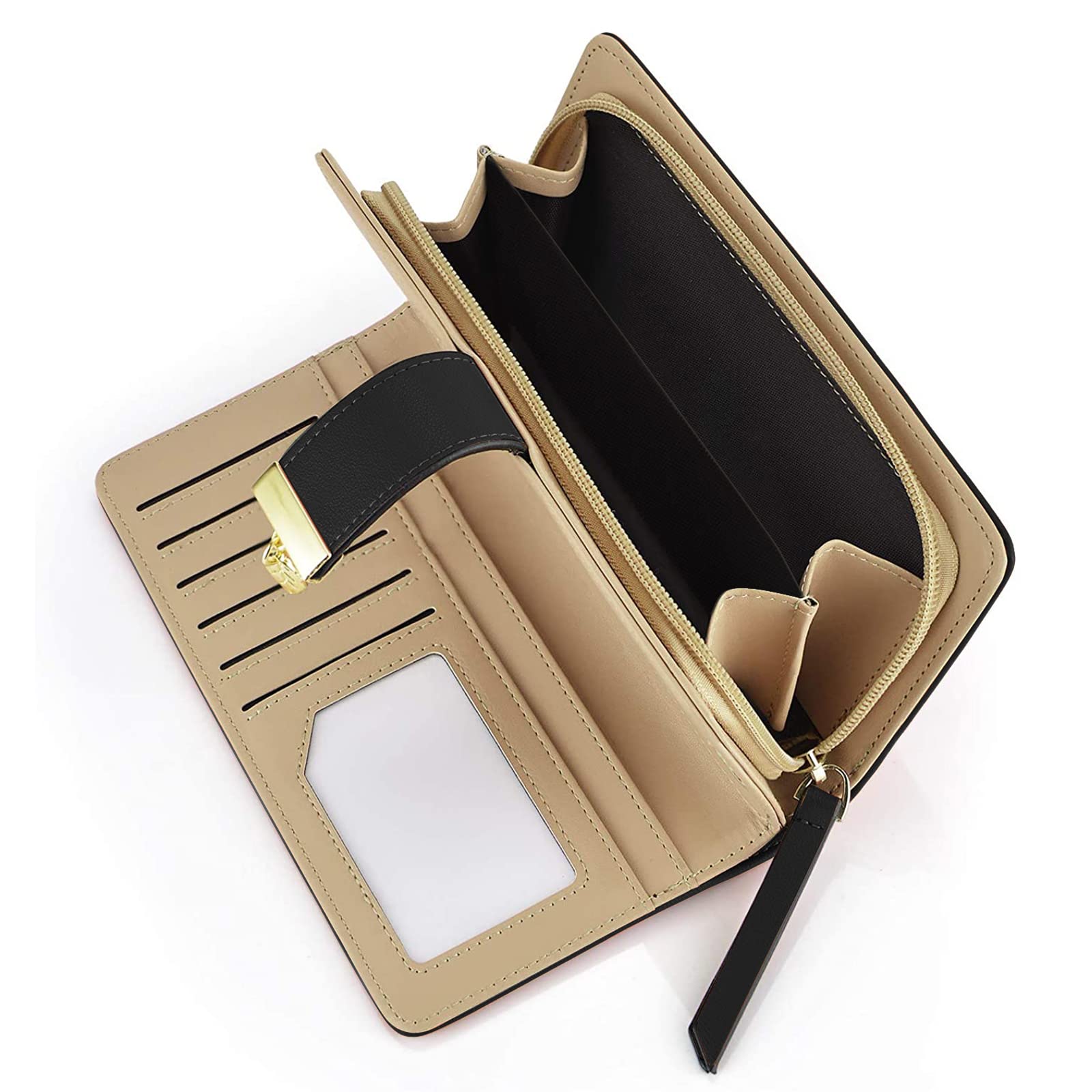 PGXT Women's Leather Bifold Wallet with Hollow Leaf Pattern - Slim Credit Card Holder & Zip Purse for Daily Use - Perfect Gift for Women & Girls (Black) - Ideal for Work, Travel, and Special Occasions like Birthdays & Christmas