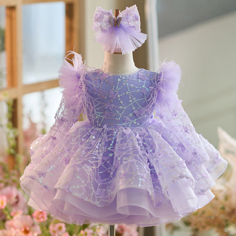 Elegant Puffy Sleeve Baby Girl Party Dress - Toddler Princess Birthday Outfit for Festivals, Holidays & Special Occasions