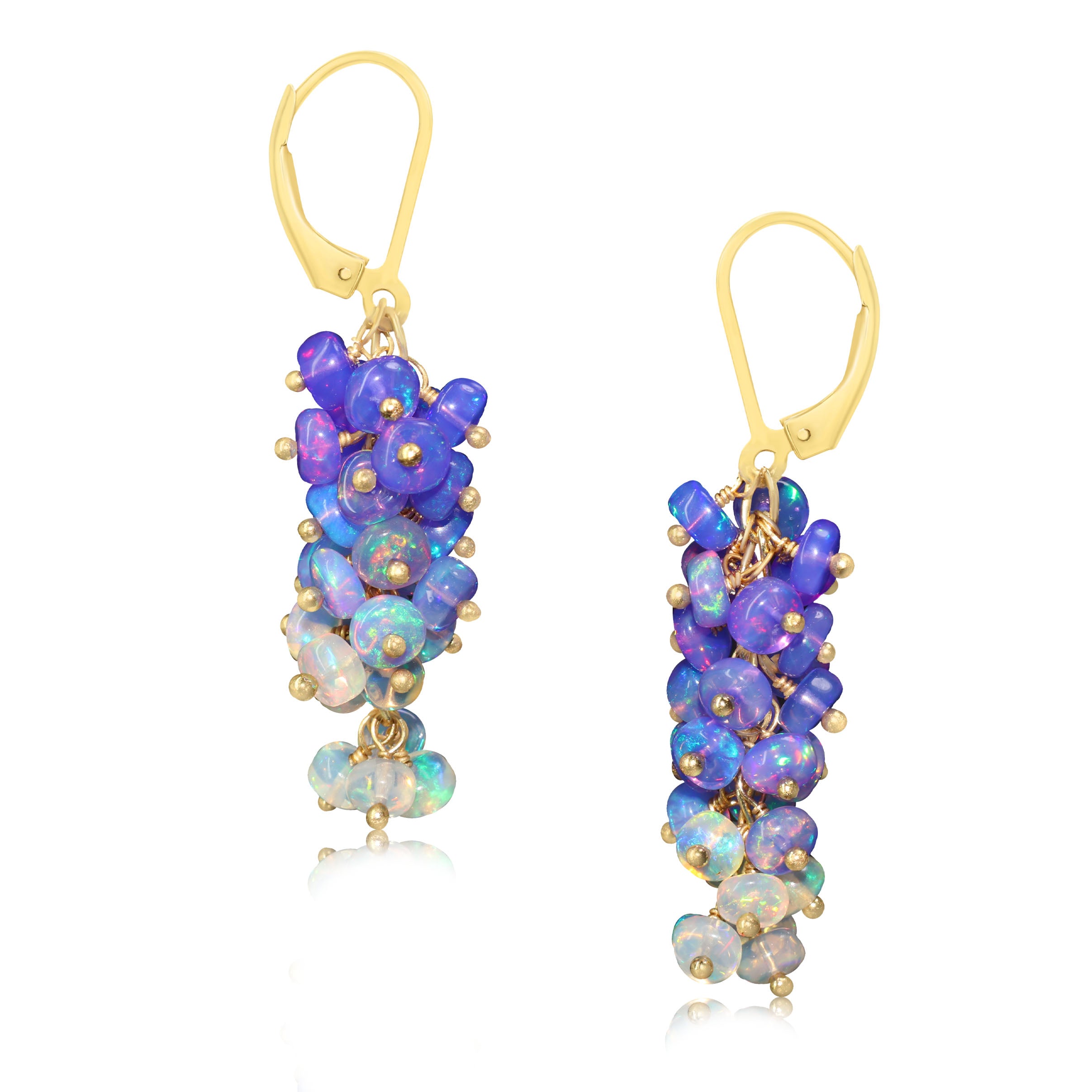 Natural Lavender Opal Shaded Beaded Cluster Handmade Dangle Earrings for Women | Boho Chic Jewelry | Perfect for Weddings, Parties & Everyday Wear