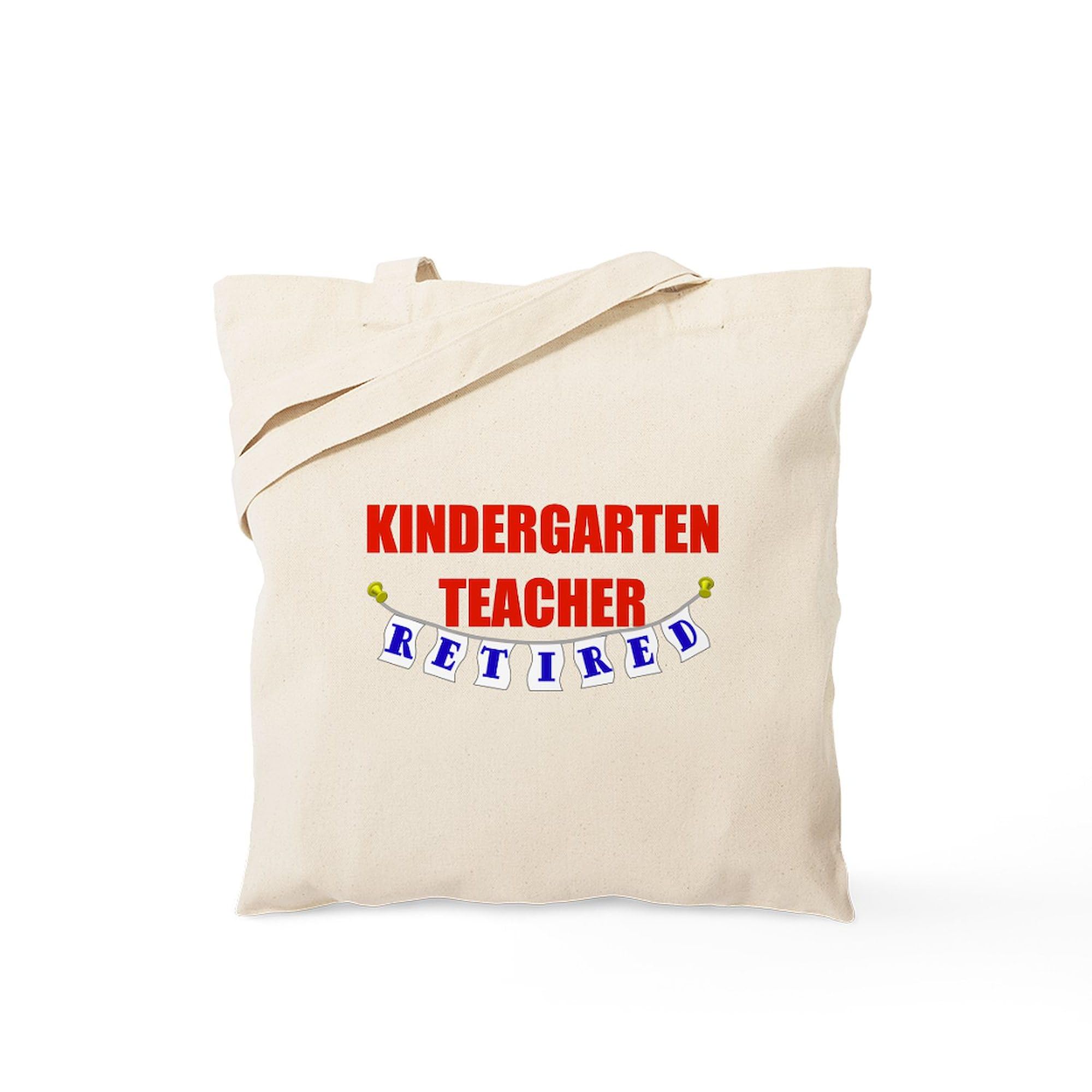 Retired Kindergarten Teacher Tote Bag - Natural Canvas Reusable Shopping Bag for School, Groceries & Everyday Use | Durable Eco-Friendly Gift for Educators