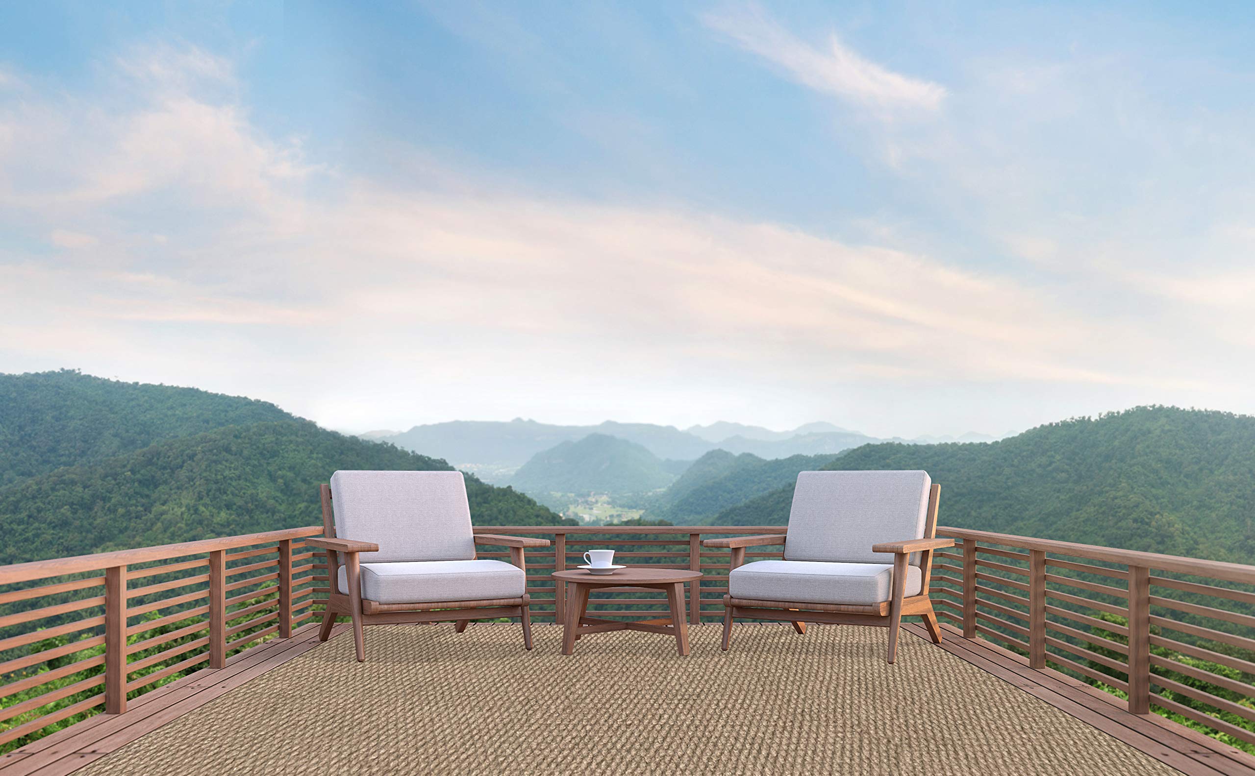 KOECKRITZ Soft Indoor/Outdoor Hobnail Style Area Rug - Lightweight & Flexible 5' x 12' Taupe - Easy to Clean & Portable for Living Room, Patio, Dorm, RV - Non-Slip Backing for Safety