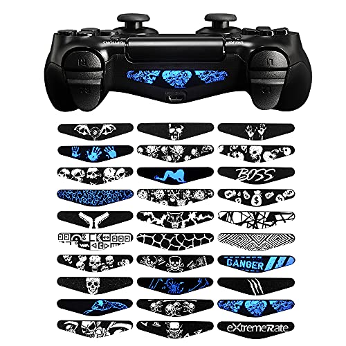 eXtremeRate 30-Piece Custom LED Light Bar Decal Set for PS4 Controller - Skin Stickers for PS4 Slim/Pro Remote - Gaming Accessories for Enhanced Gameplay Experience