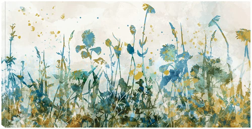 Hand-Painted Meadow Flowers Canvas Wall Art - 40x21 Inch Floral Landscape Painting for Bathroom & Living Room Decor | Premium Gallery-Wrapped Canvas Print by Artist Studio Arts | Perfect for Home, Office & Gift Giving