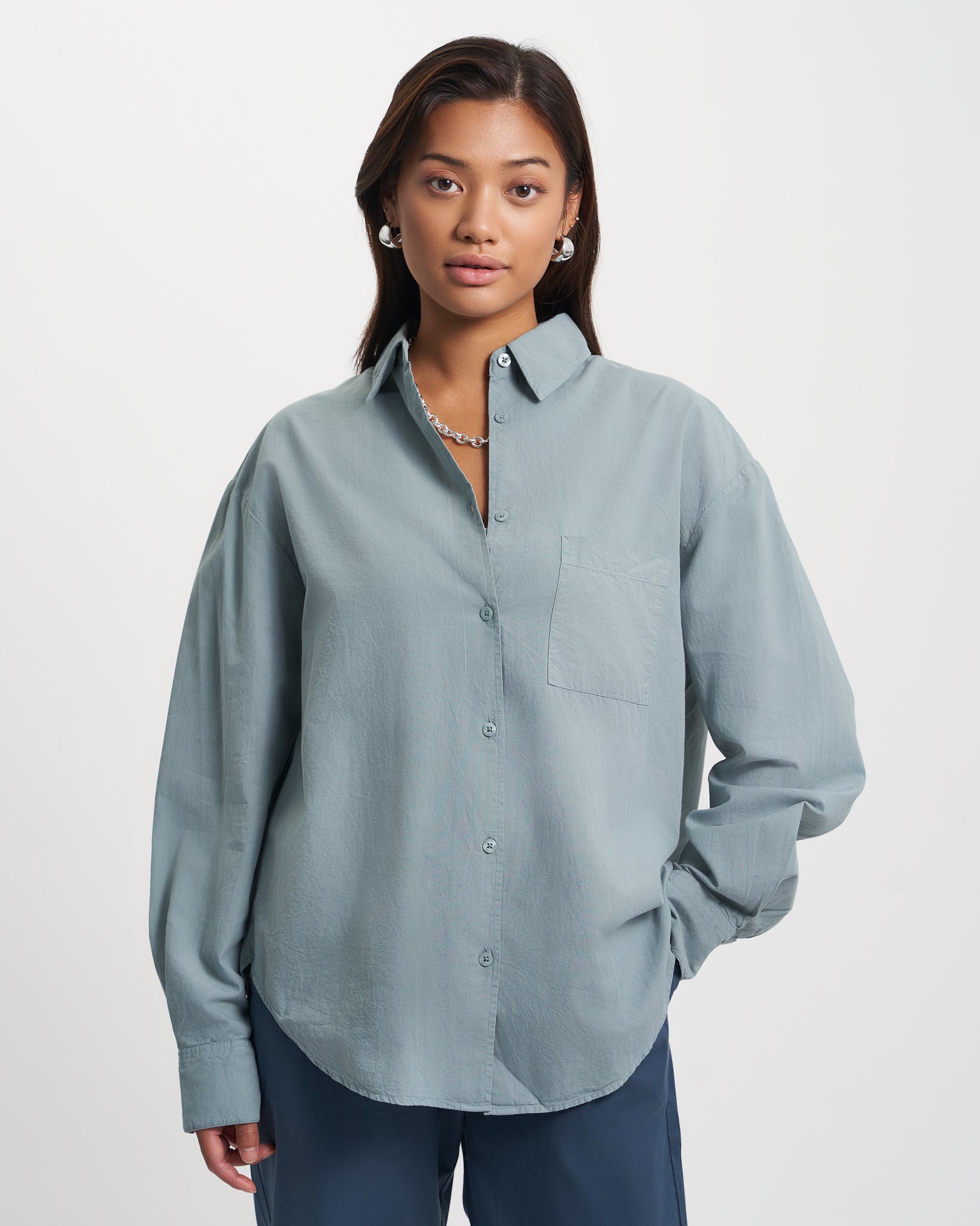 Organic Oversized Shirt for Women - Soft & Comfortable Oyster Grey Cotton Top - Perfect for Casual Wear, Loungewear & Street Style Fashion