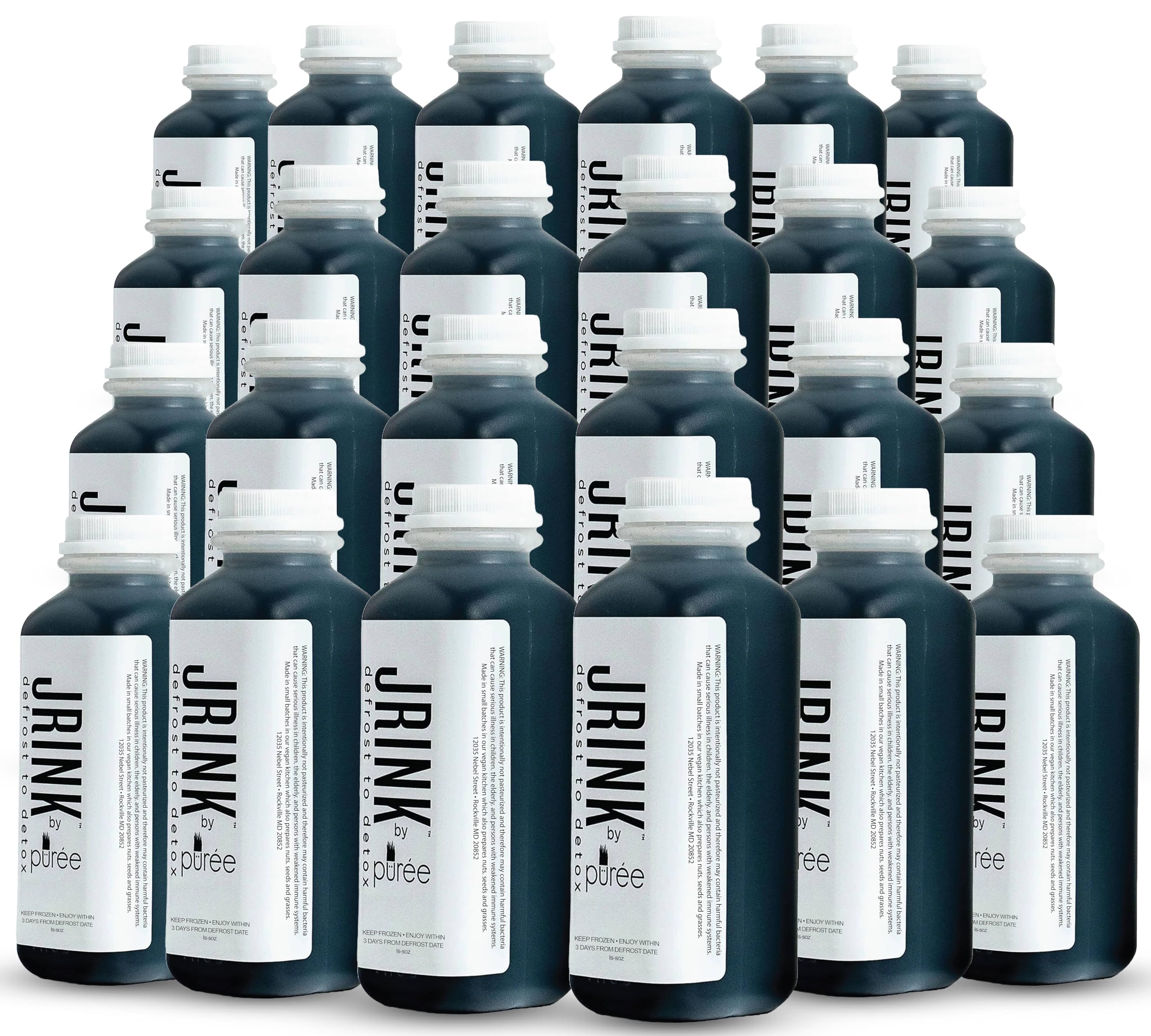JRINK by Purée Black Magic Juice Cleanse - 100% Organic Cold Pressed Juice Detox with Raw Fruits & Vegetables, No Preservatives, Freshly Juiced-to-Order (24 Pack, 16oz HDPE Bottles) - Perfect for Weight Loss, Detox & Healthy Lifestyle