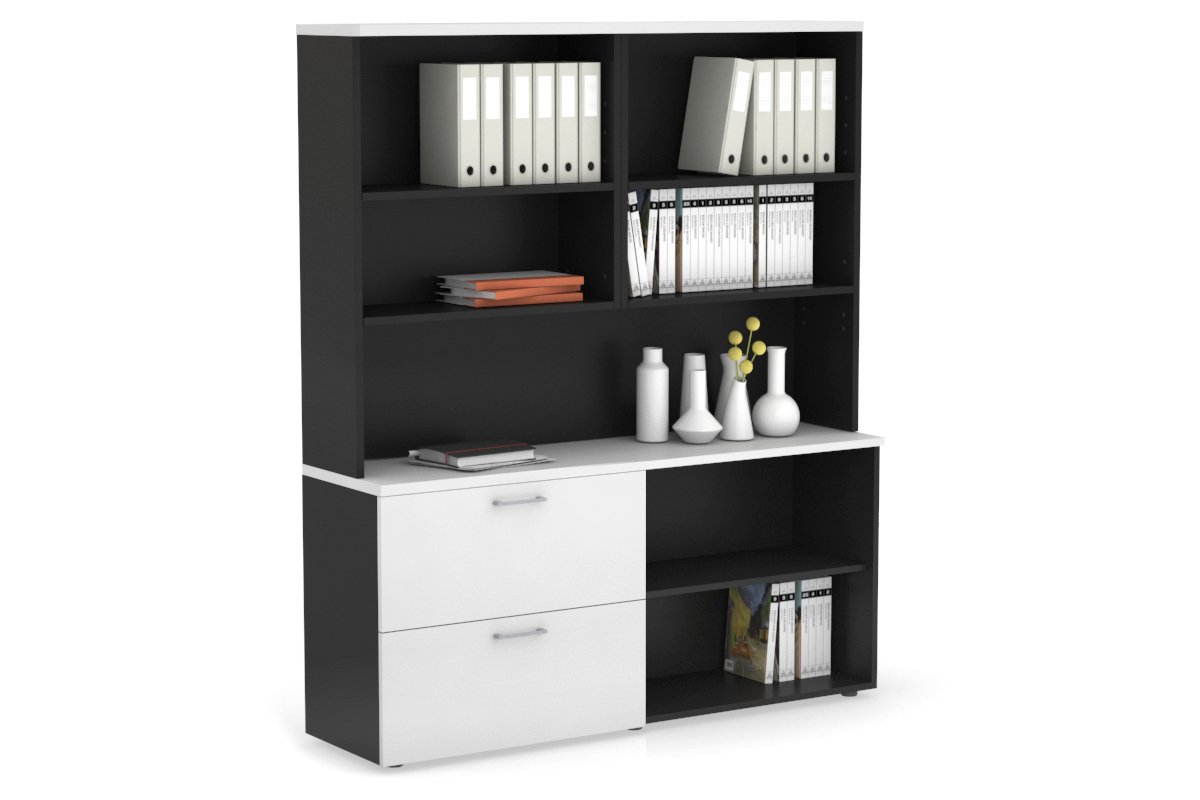 2-Drawer Small Filing Cabinet with Open Storage Hutch - Perfect for Office, Home, or Classroom Organization