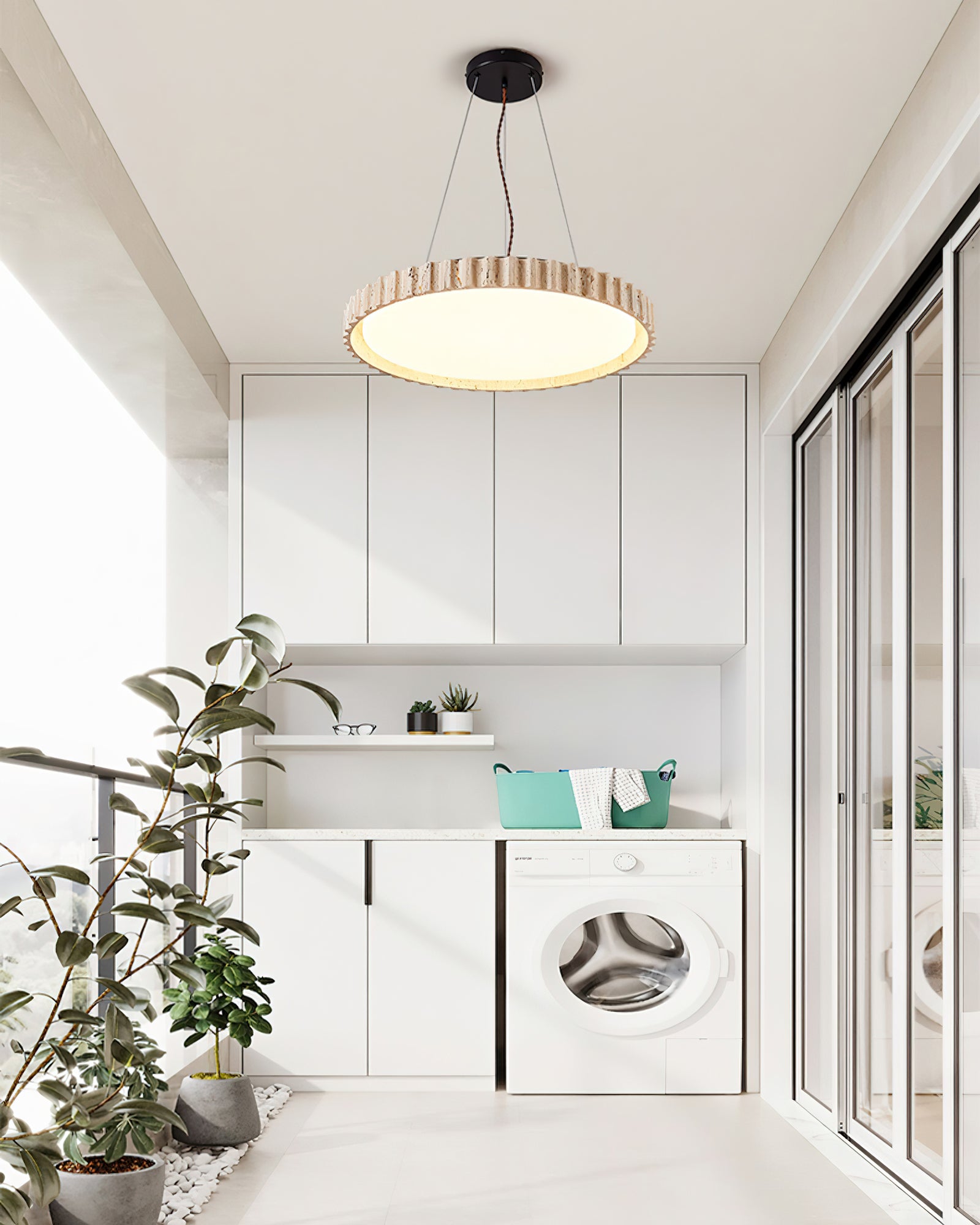 Modern Grove Circle Pendant Light - Sleek Minimalist Hanging Fixture for Kitchen Island, Dining Room & Bedroom Lighting Decor