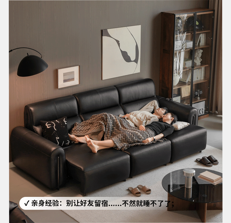 Italian Genuine Leather Sofa Bed - Light Luxury Convertible Sleeper for Living Room, Guest Room & Small Spaces