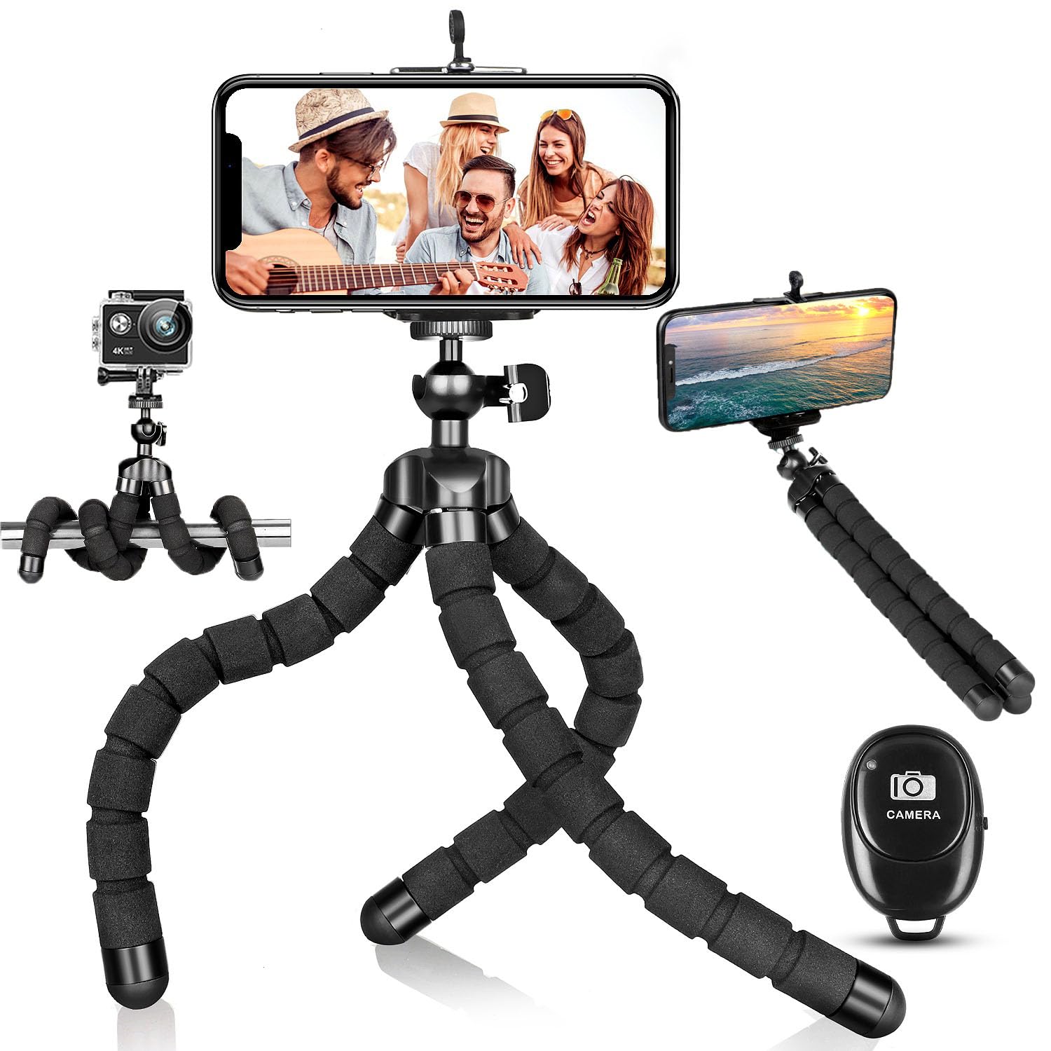 Portable Flexible Tripod Stand - Adjustable Phone & Camera Tripod Holder for Stable Video Recording - Perfect for Vlogging, Live Streaming, Travel & Outdoor Photography