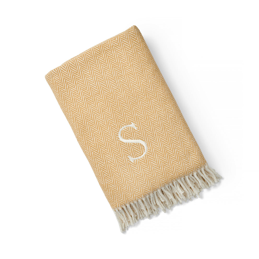 Personalized Herringbone Plush Throw Blanket in Stone Color - Soft & Cozy for Sofa, Bed, or Gift Giving