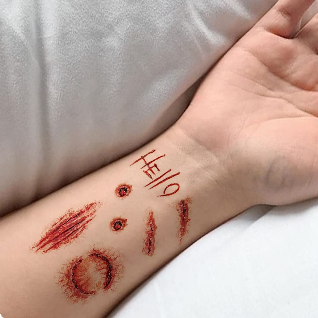 Waterproof Red Scratch Temporary Tattoos for Men & Women - Long Lasting Fake Body Art for Parties, Halloween & Cosplay