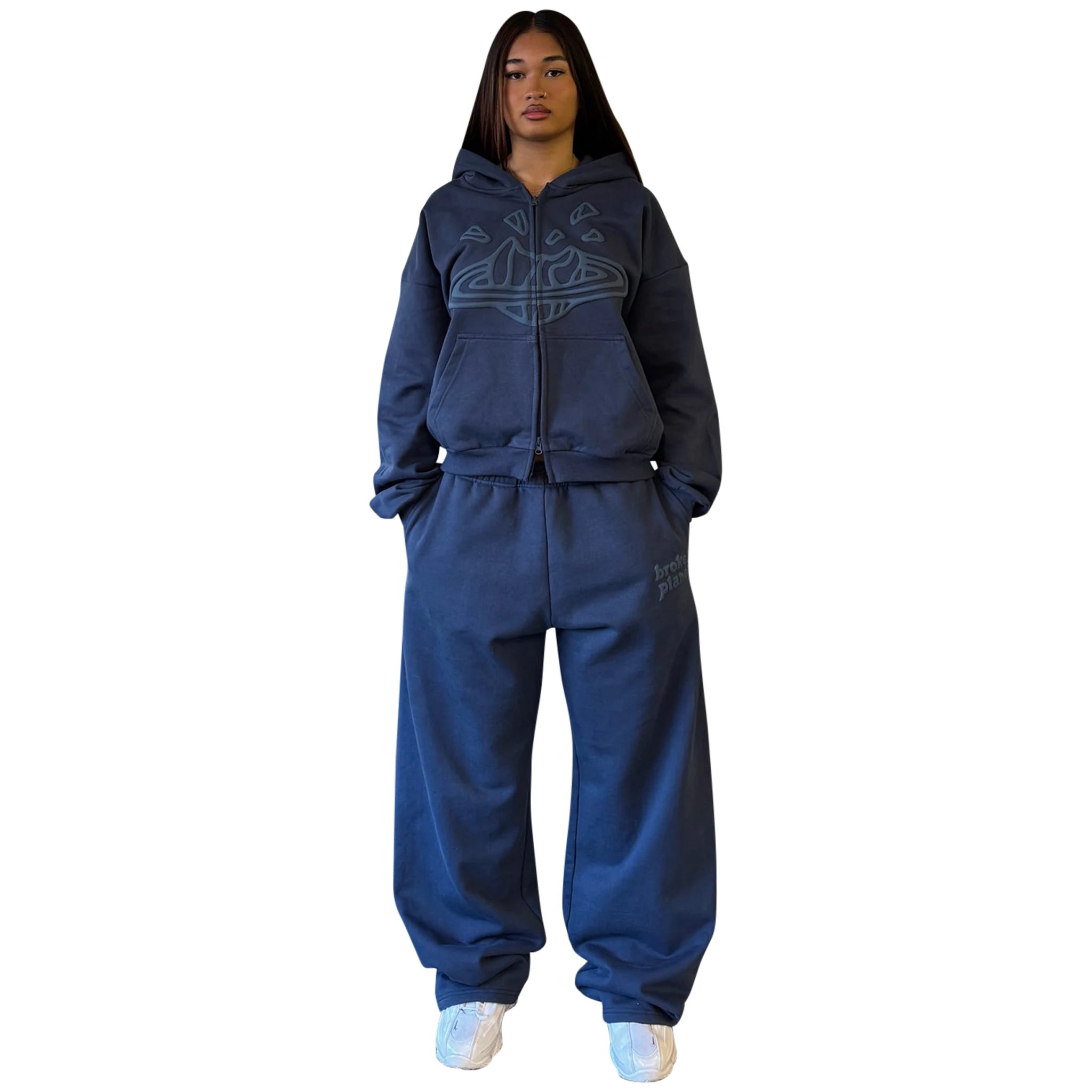 Broken Planet Basics Straight Leg Deep Navy Sweatpants for Men & Women - Comfortable Cotton Joggers for Casual Wear, Lounge, Gym & Travel