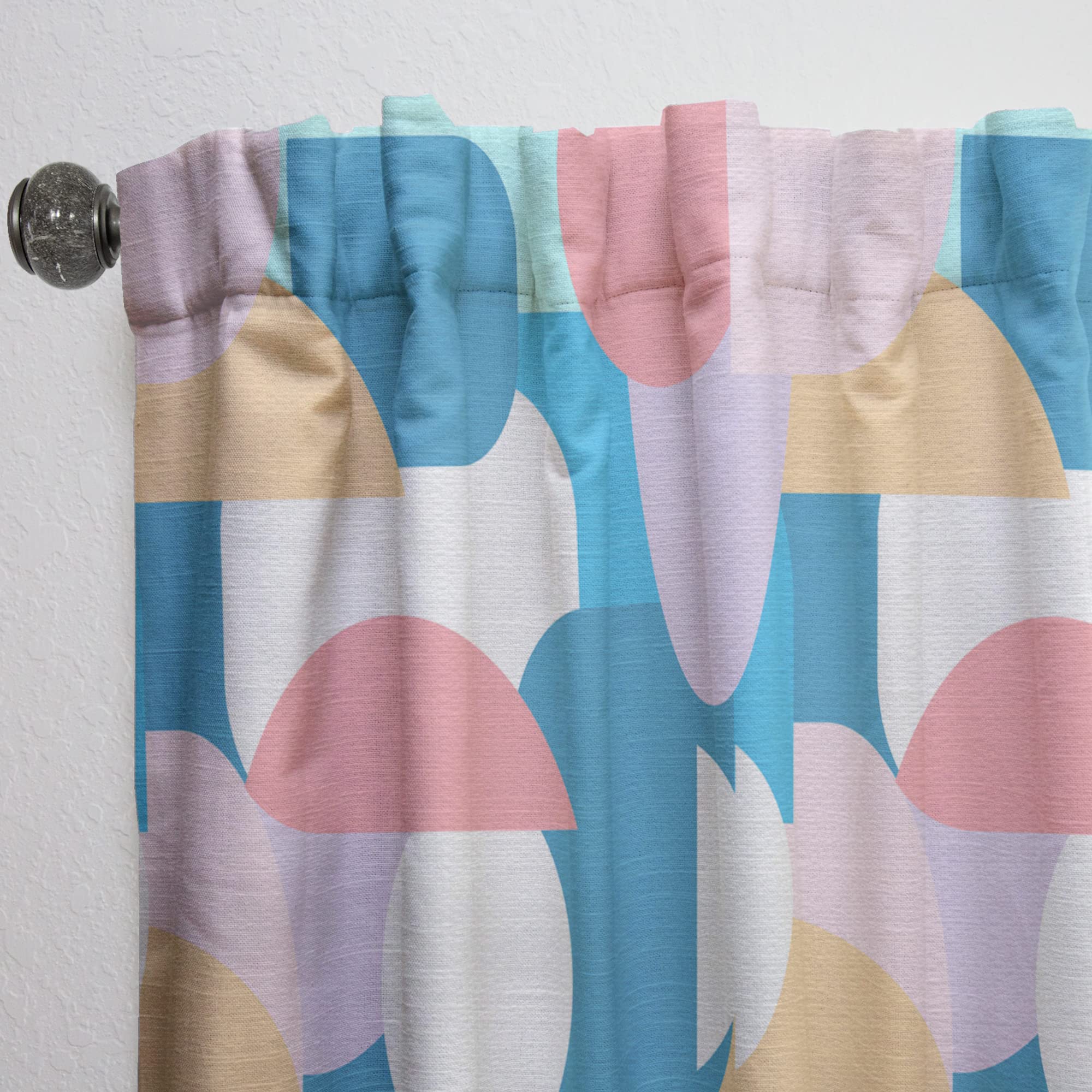 DesignQ Retro Geometric Abstract Pattern II Thermal Insulated Curtains - Single Panel 52x84 - Blackout Drapes for Bedroom & Living Room - Perfect for Home Decor & Light Control