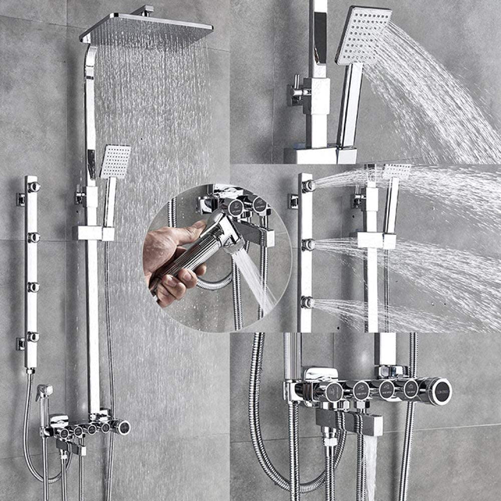 Luxury Chrome Black Shower Faucet System - Brass Mixer Tap with Bidet Sprayer, Side SPA Jets & Swivel Tub Spout for Bathroom & Shower Room Renovation | Perfect for Modern Home, Hotel & Spa Bathroom Upgrades